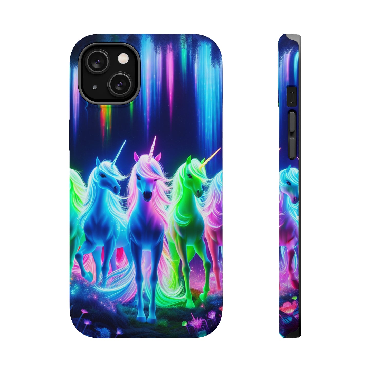 Neon Unicorn Pods. Neon Unicorns Premium Art Magsafe Magnet Tough IPhone 13 14 15 Pro Plus Max and Mini in Matte and Glossy Phone cases