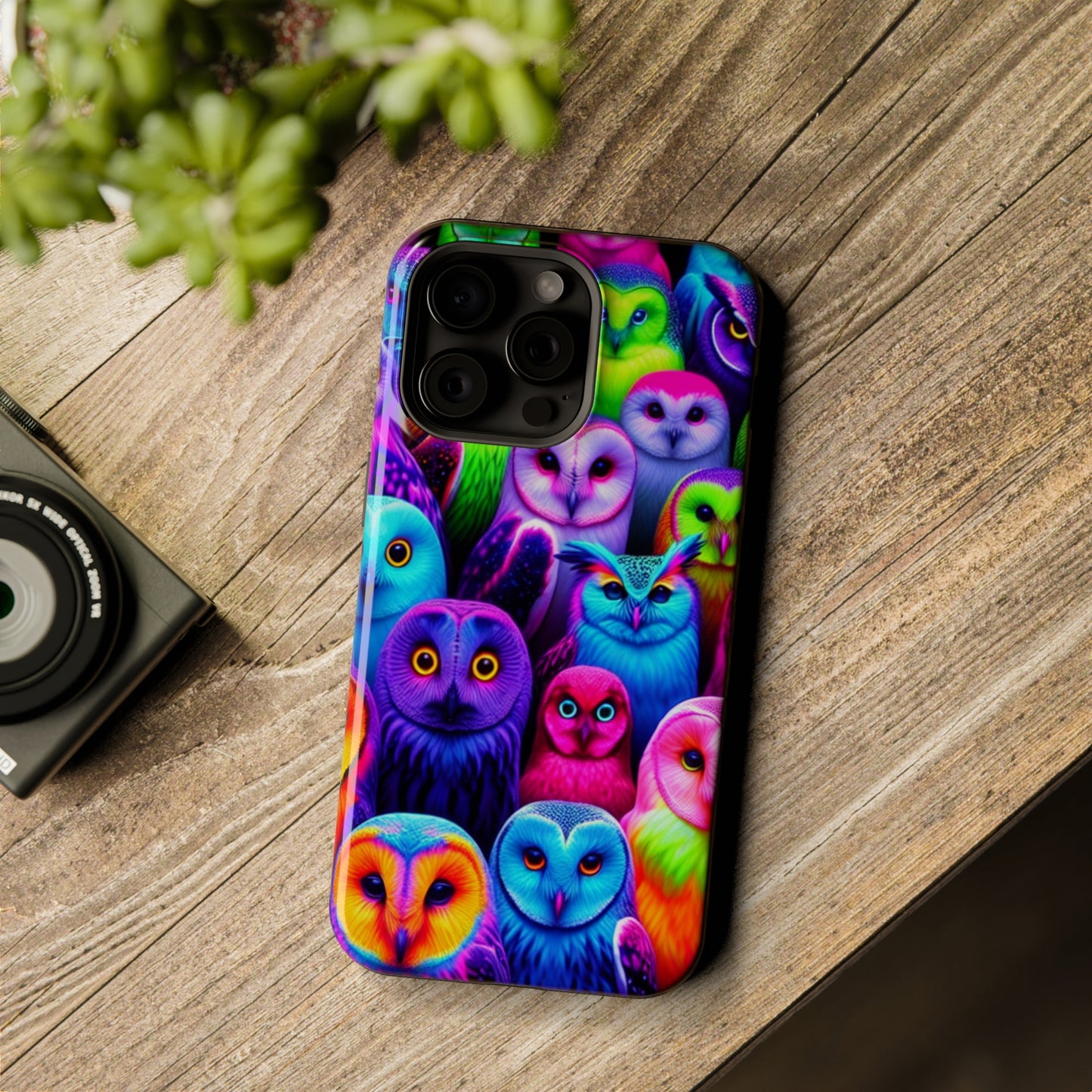 Vivid Nocturnal Neonatures Neon Owls Premium Art Magsafe Magnet Tough IPhone 13 14 15 Pro Plus Max and Mini in Matte and Glossy Phone cases