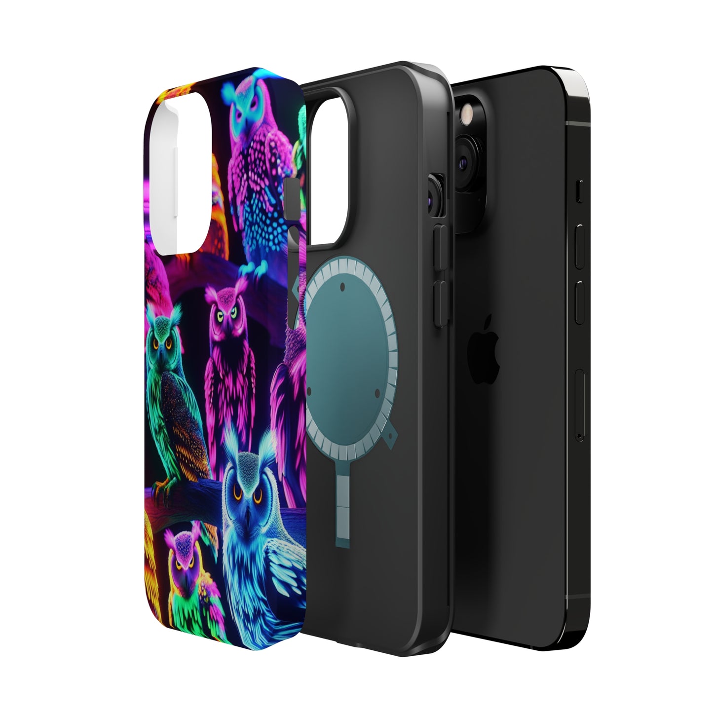 Neon Night Owls. Neon Owls Premium Art Magsafe Magnet Tough IPhone 13 14 15 Pro Plus Max and Mini in Matte and Glossy Phone cases