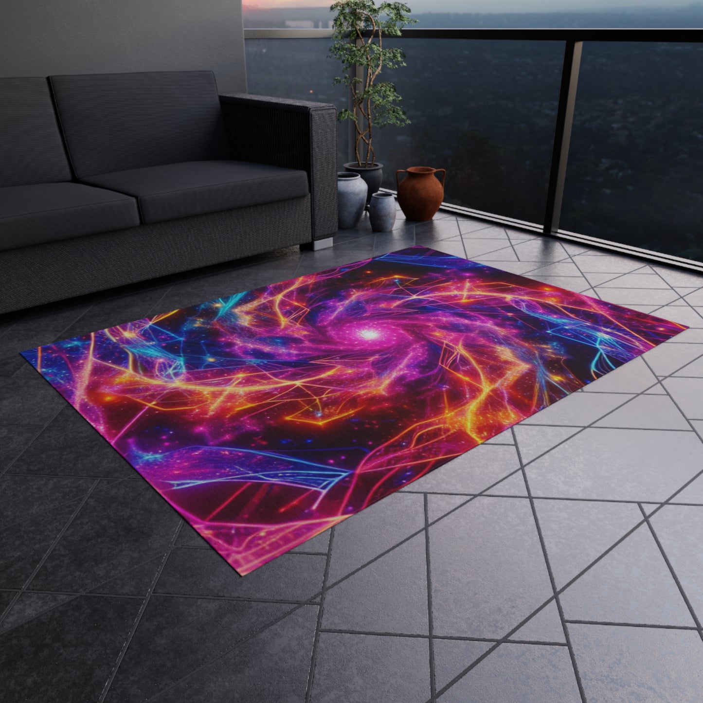Neon Infinity Fantasia. Infinity Patterns Outdoor Rug