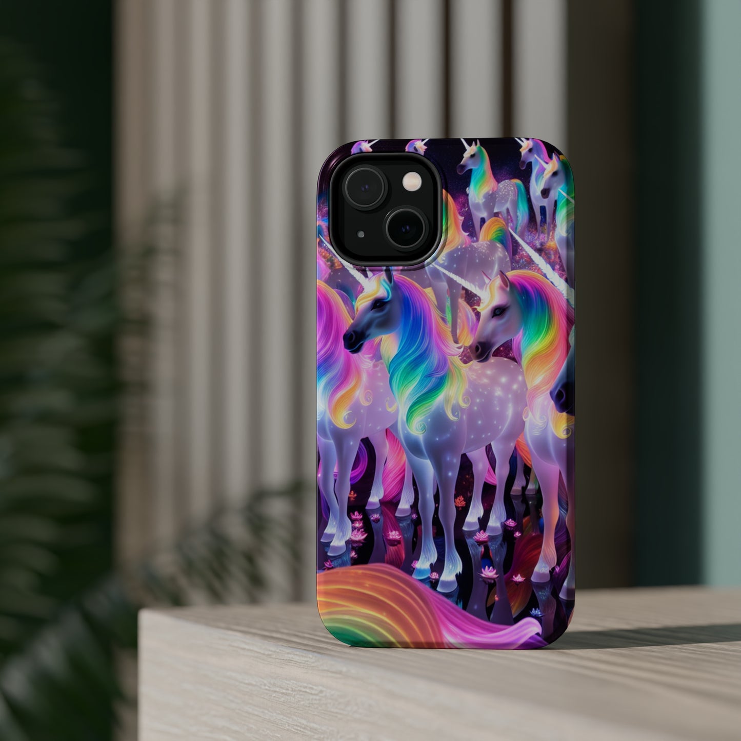 Neon Wonderland Unicorns Neon Unicorns Premium Art Magsafe Magnet Tough IPhone 13 14 15 Pro Plus Max and Mini in Matte and Glossy Phone cases