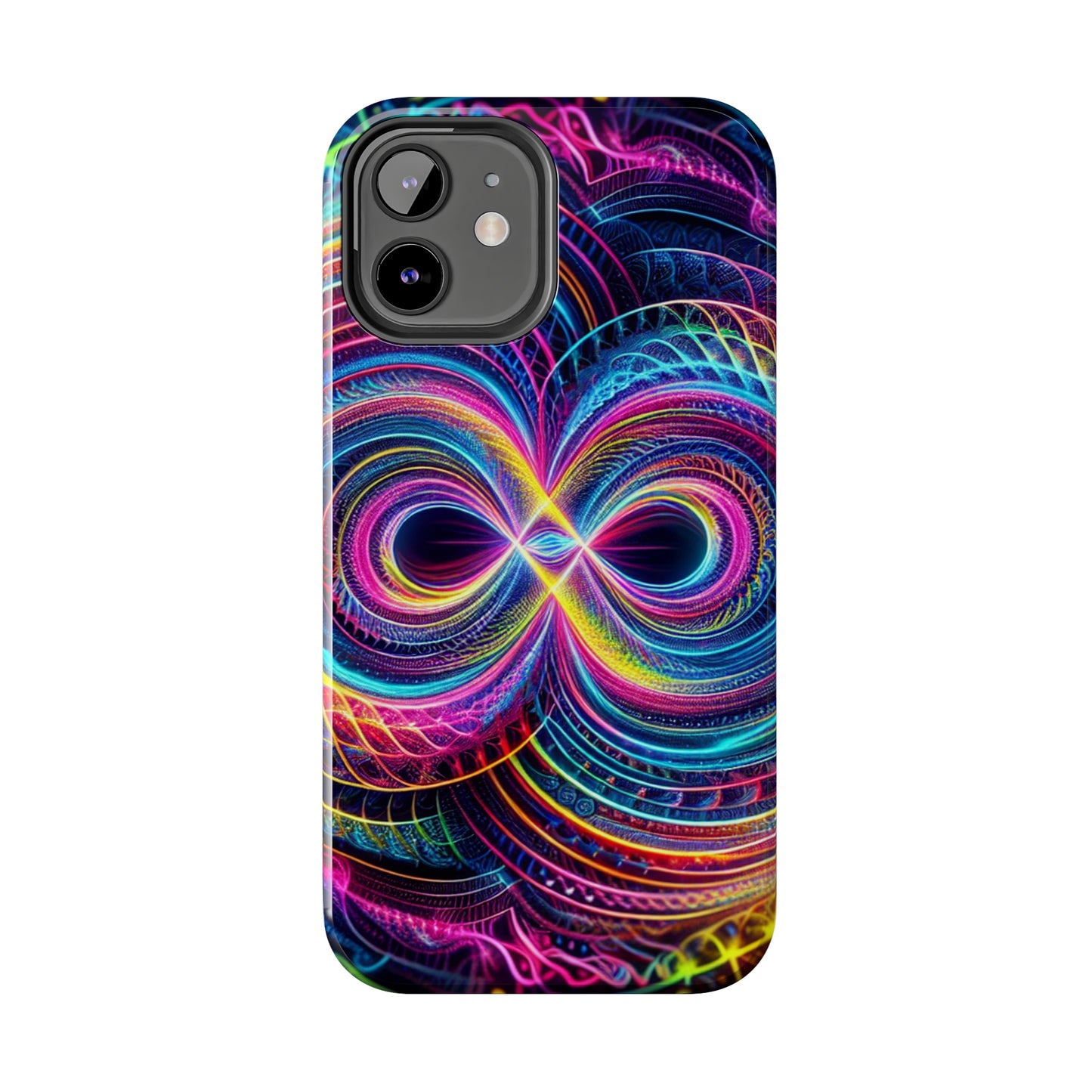 Psychedelic Dreams in Neon Void. Trippy Infinity Patterns Tough Phone Case Iphone 7 8 9 10 11 12 13 14 Pro Max Mini Plus XR XS SE