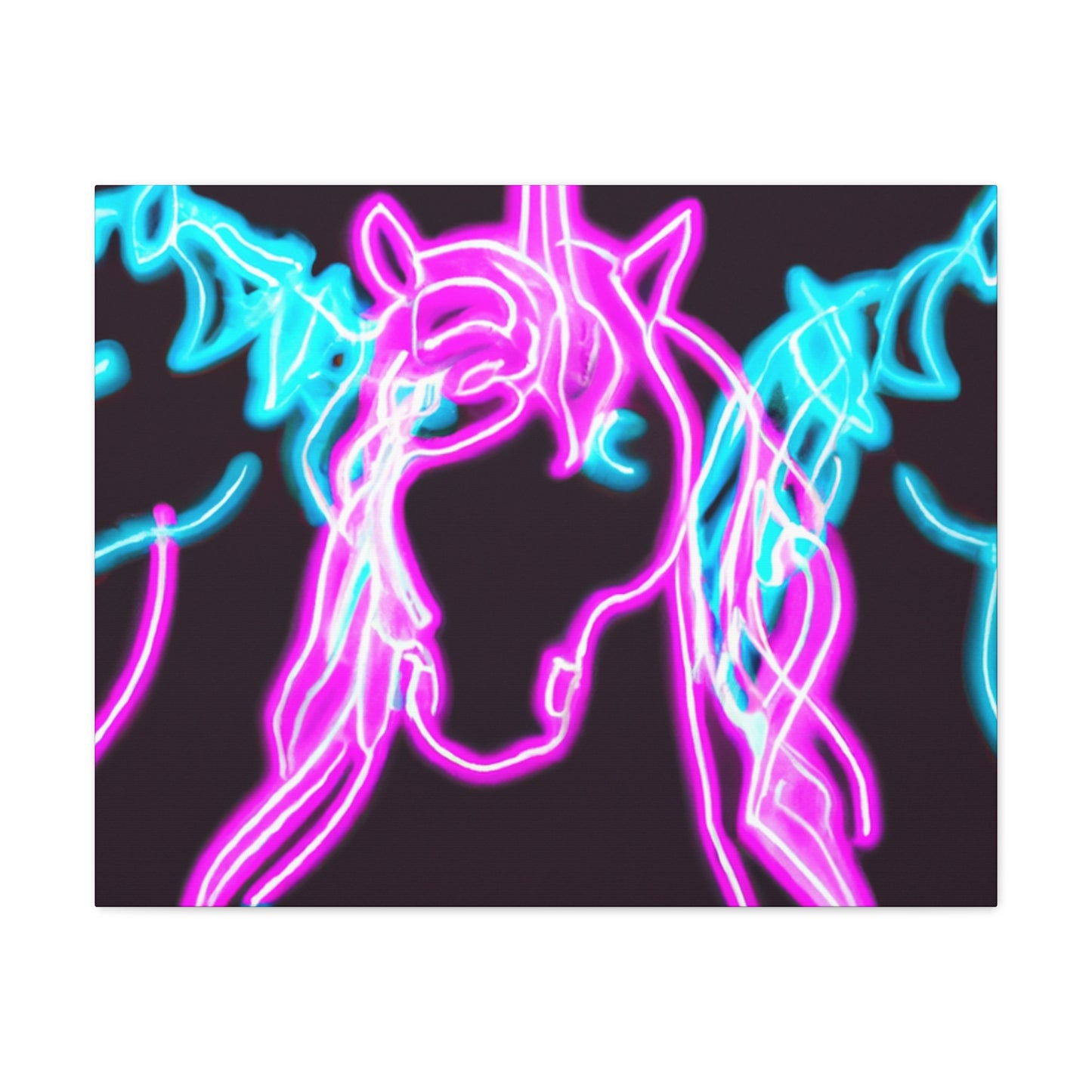 Neon Splendor of Unicorns. NEON Unicorns Art Canvas