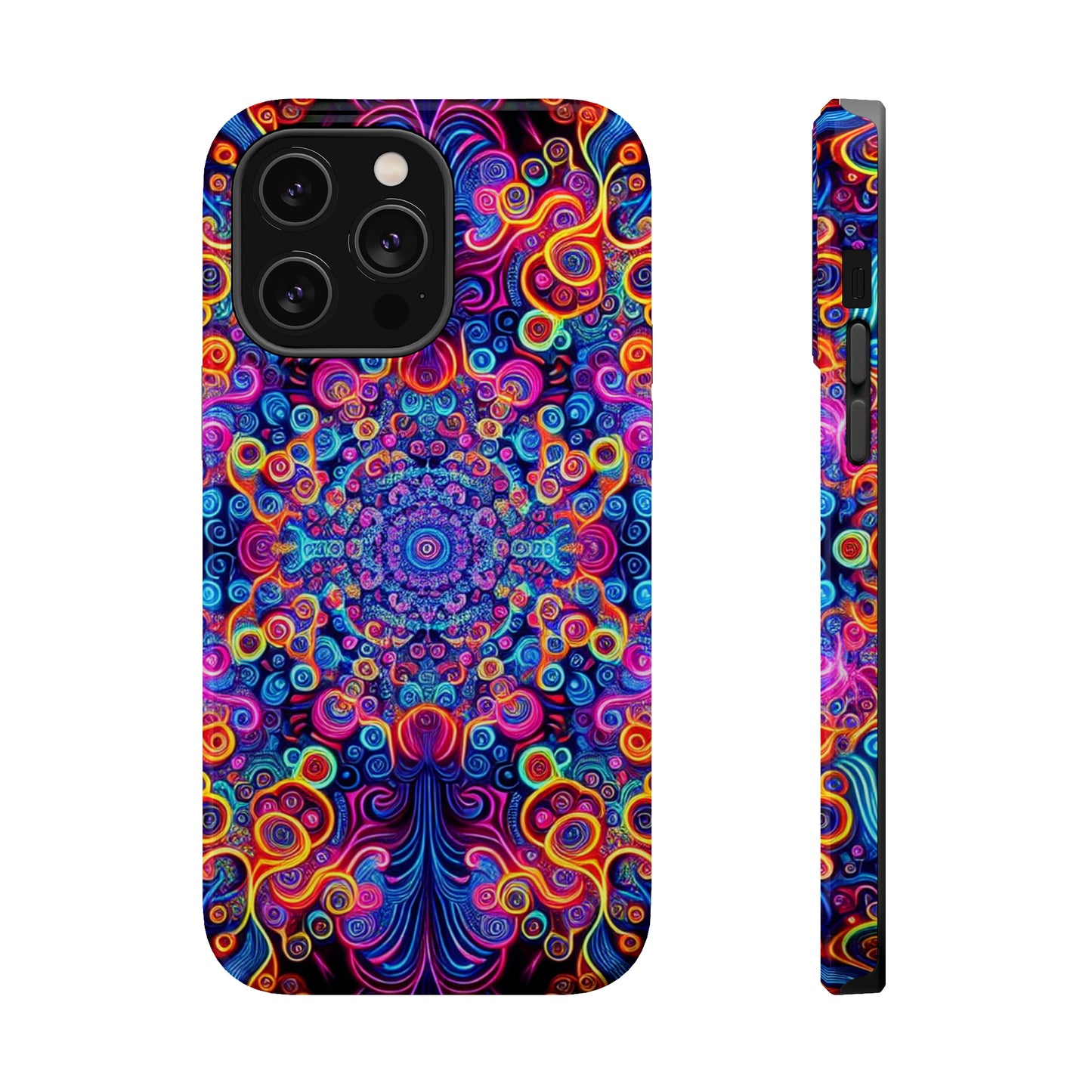 Vibrant Infinity Aurora. Neon Trippy Infinity Patterns Premium Art Magsafe Magnet Tough IPhone 13 14 15 Pro Plus Max and Mini in Matte and Glossy Phone cases