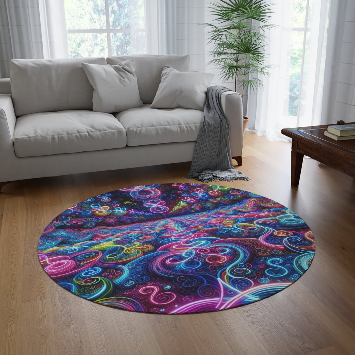 Vibrant Infinity Neonopsis Infinity Patterns Round Rug