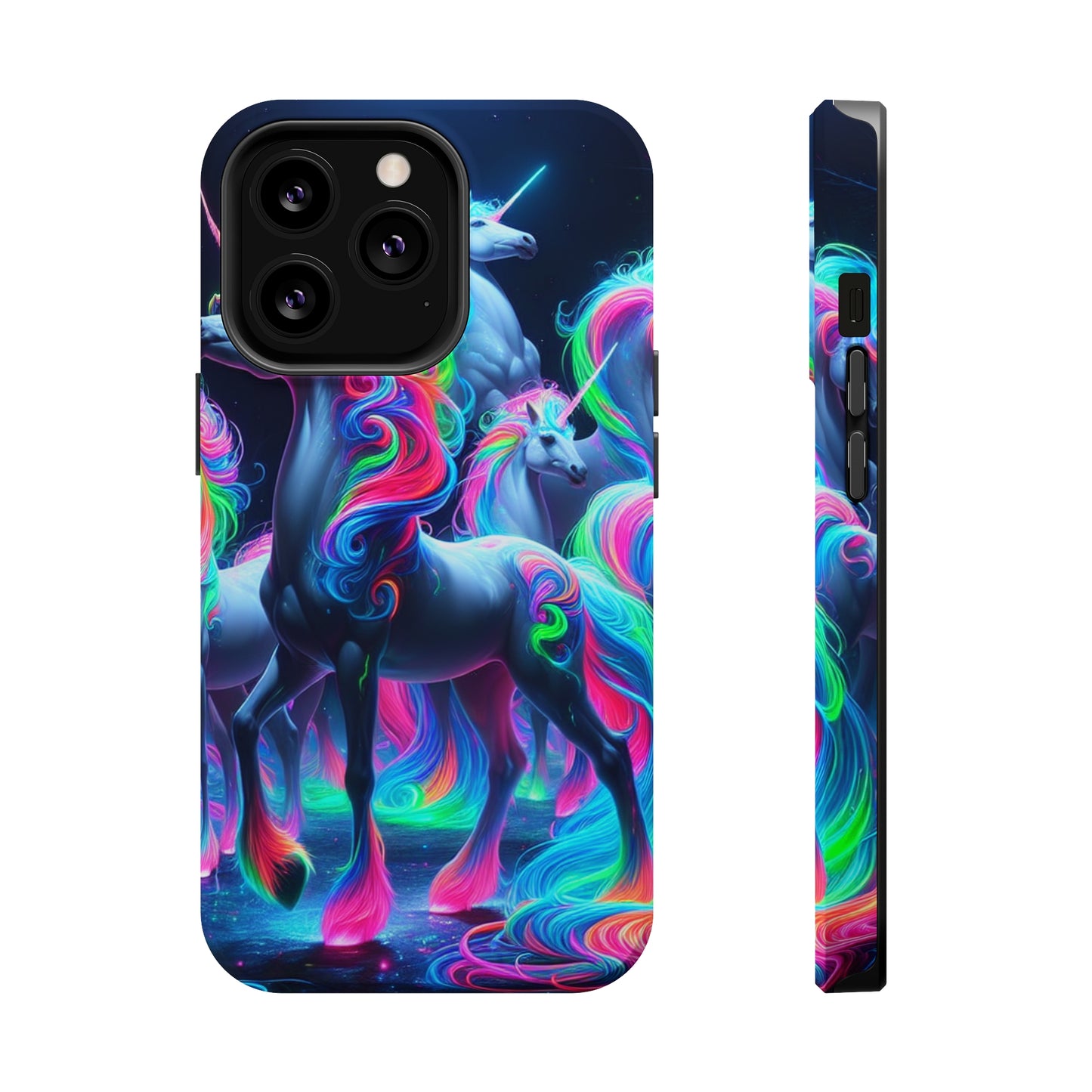 Neon Unicorn Prism. Neon Unicorns Premium Art Magsafe Magnet Tough IPhone 13 14 15 Pro Plus Max and Mini in Matte and Glossy Phone cases