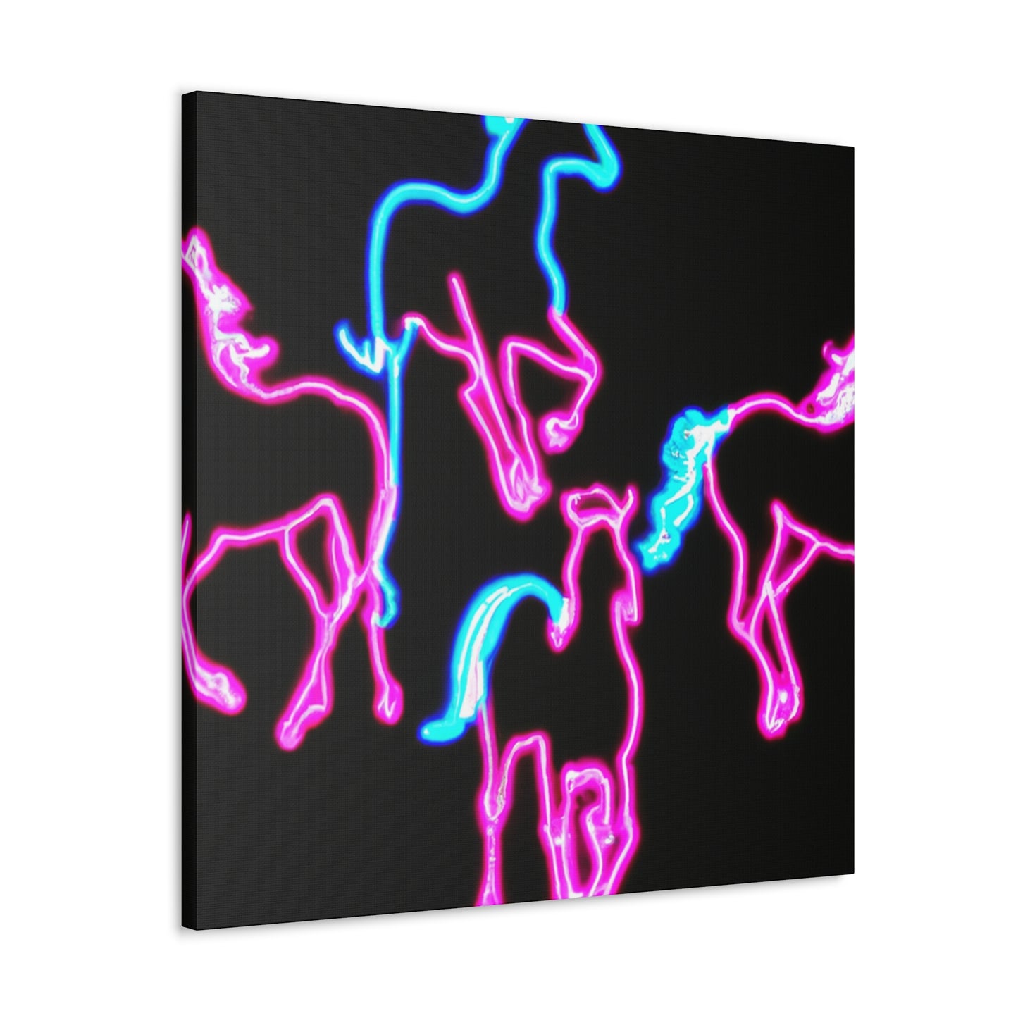 "Enchanted Fluorescence" NEON Unicorns Art Canvas