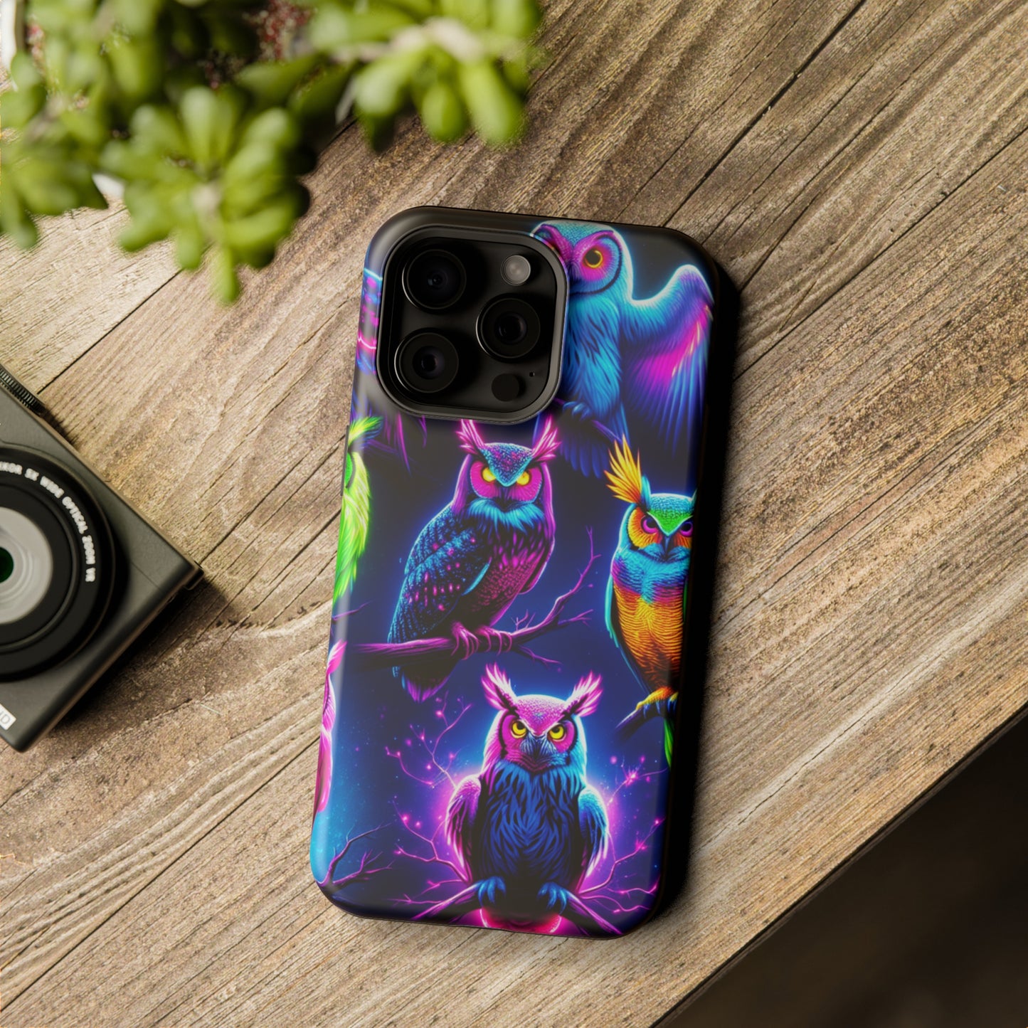 Neon Owlfection. Neon Owls Premium Art Magsafe Magnet Tough IPhone 13 14 15 Pro Plus Max and Mini in Matte and Glossy Phone cases