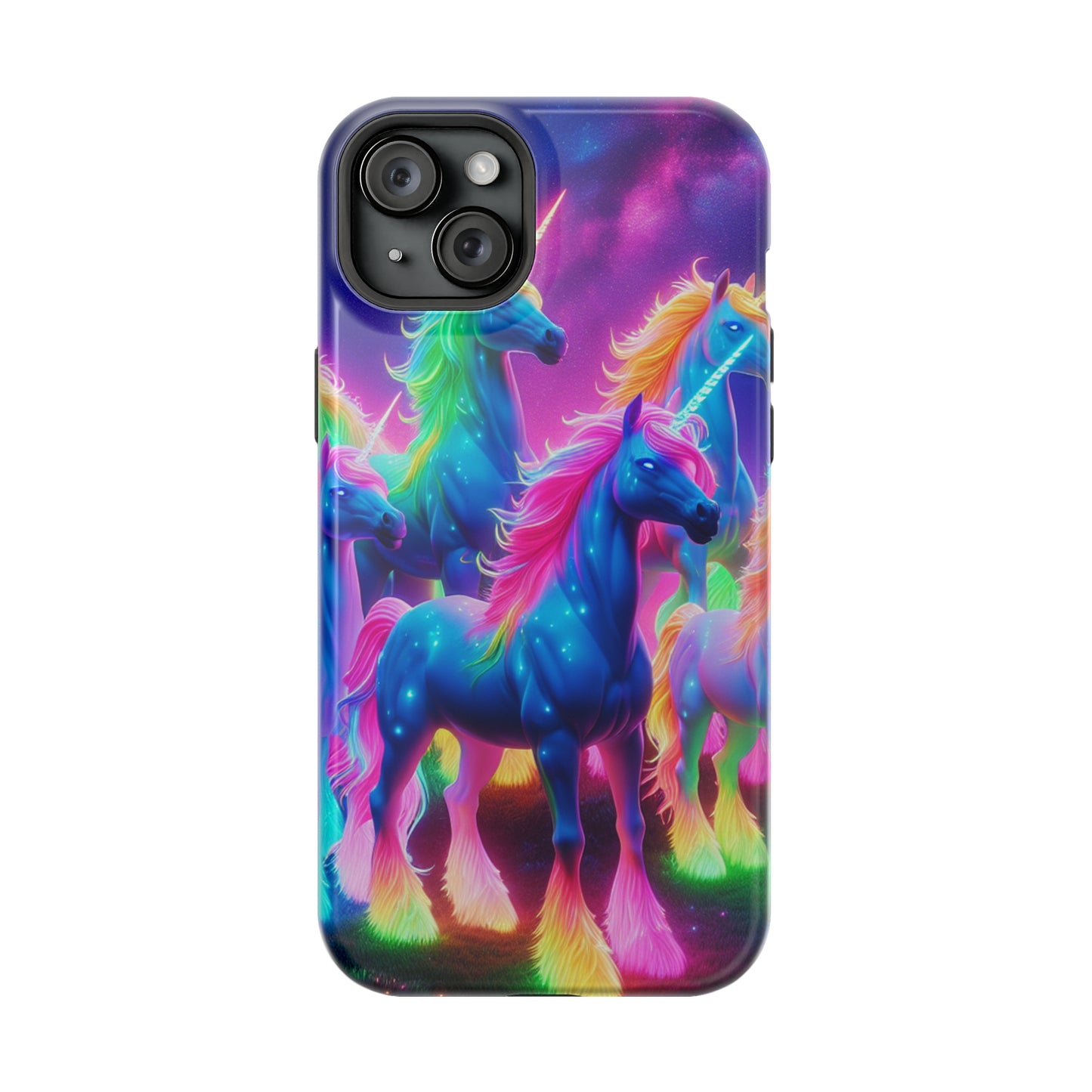 Neon Unicorn Congregation Neon Unicorns Premium Art Magsafe Magnet Tough IPhone 13 14 15 Pro Plus Max and Mini in Matte and Glossy Phone cases