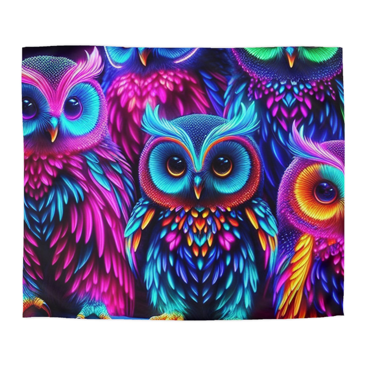 Fernando da Vinci - NEON Owls Microfiber Duvet Cover