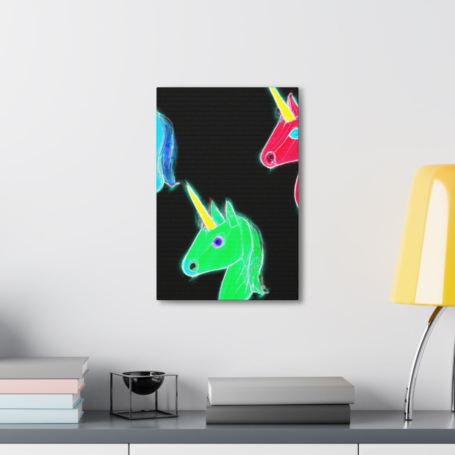 "Neon Rainbow Unicorn Cluster" NEON Unicorns Art Canvas