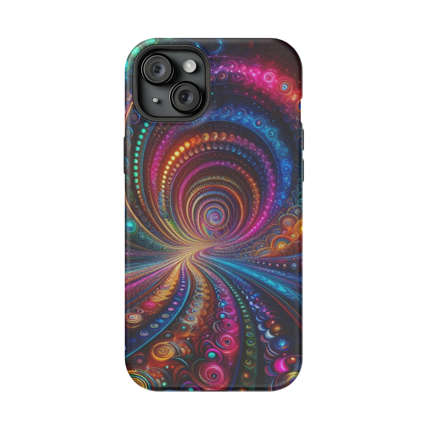 Neon Eternal Infinity Oasis. Neon Trippy Infinity Patterns Premium Art Magsafe Magnet Tough IPhone 13 14 15 Pro Plus Max and Mini in Matte and Glossy Phone cases