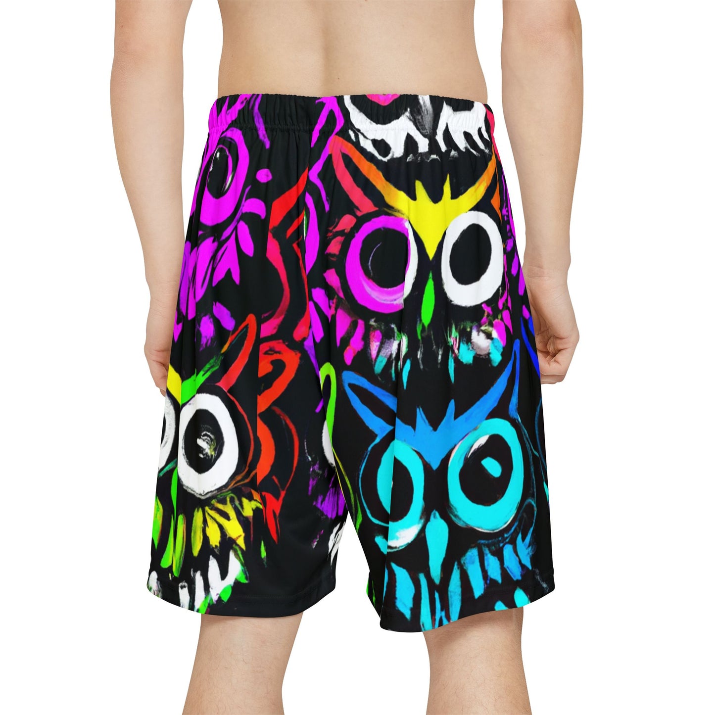 TDB Psychedelic Owl Sports Shorts - Vibrant Athletic Wear for Active Lifestyle