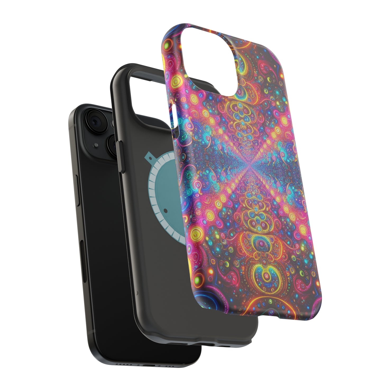 Neon Infinity Oasis Neon Trippy Infinity Patterns Premium Art Magsafe Magnet Tough IPhone 13 14 15 Pro Plus Max and Mini in Matte and Glossy Phone cases