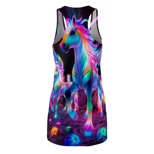 Vibrant Neon Unicorns. Neon Unicorns Racerback Dress