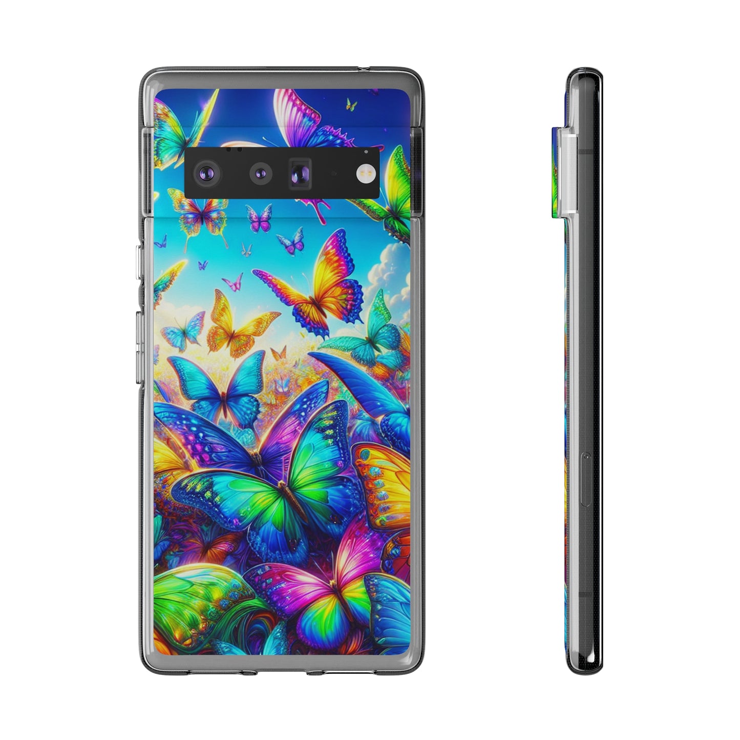 "Neon Brilliance" NEON Butterflies Art Polycarbonate Phone Case Samsung Galaxy s21 s22 Google Pixel 6 Iphone 11 12 13 14 Pro Max Mini Plus