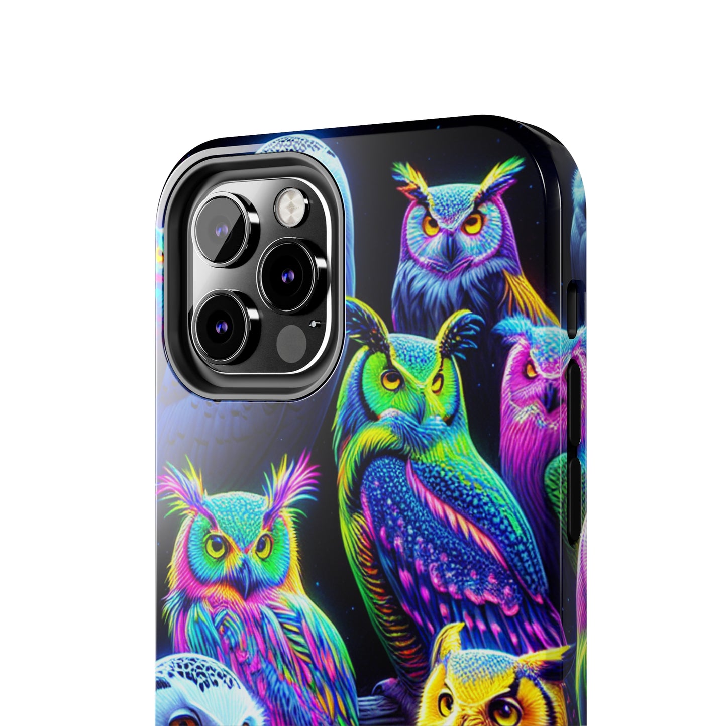 'Flock of Electric Flamses' NEON Owls Tough Phone Case
