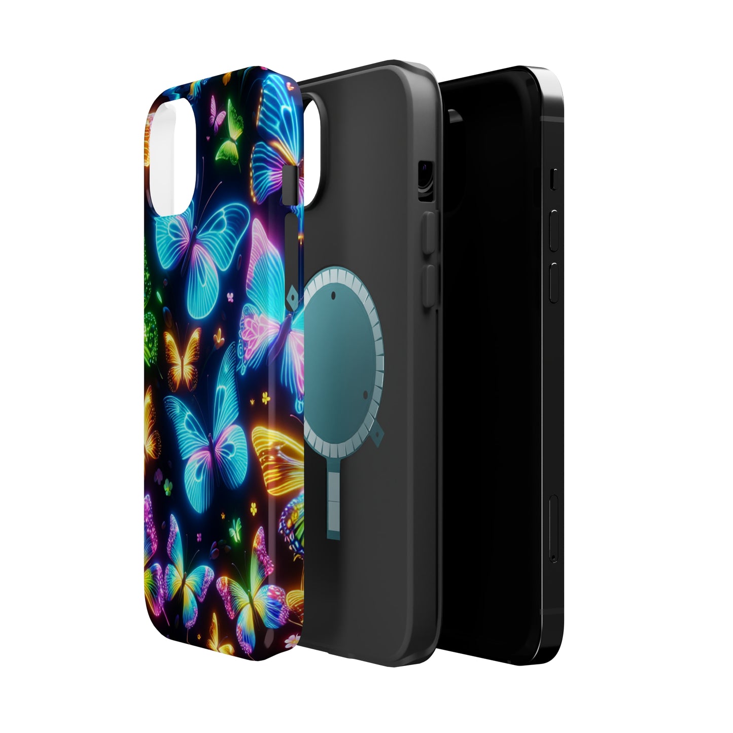 Luminous Butterfly Radiance Neon Butterflies Premium Art Magsafe Magnet Tough IPhone 13 14 15 Pro Plus Max and Mini in Matte and Glossy Phone cases