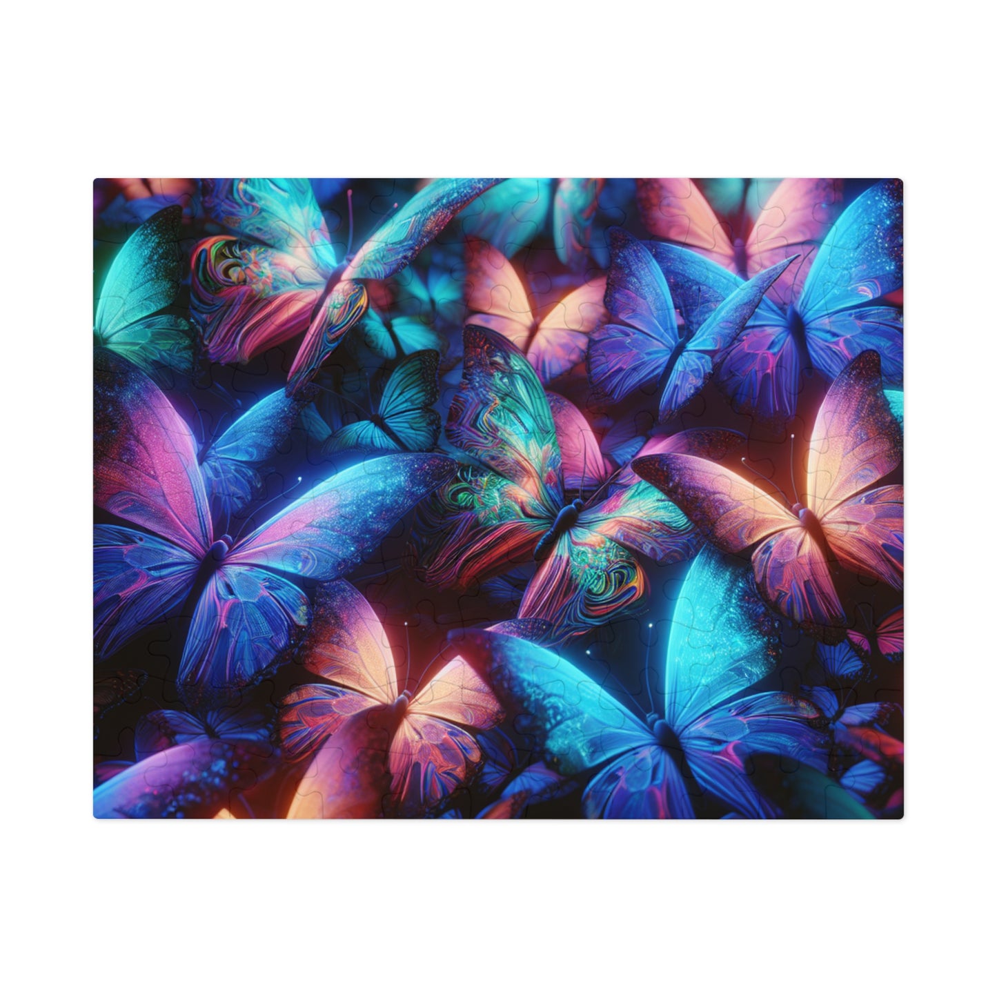 "Neon Flutter" - Neon Butterflies Puzzle30, 110, 252, and 1000 Pieces