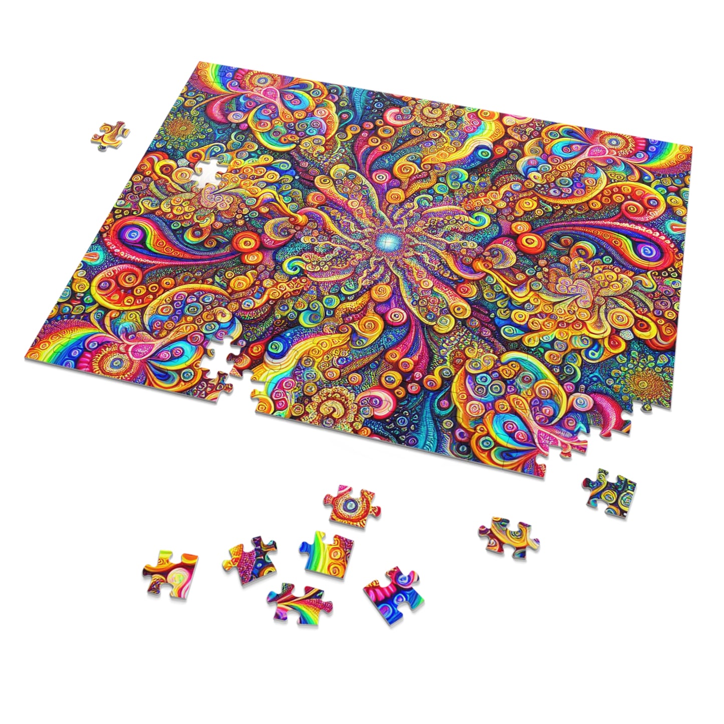 Neon Infinitude - Neon Trippy Infinity Patterns Puzzle 30, 110, 252, and 1000 Pieces
