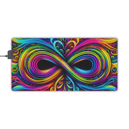 Cosmic Prismatic Woven Illustration. NEON Infinity Patterns Art LED Mousepad