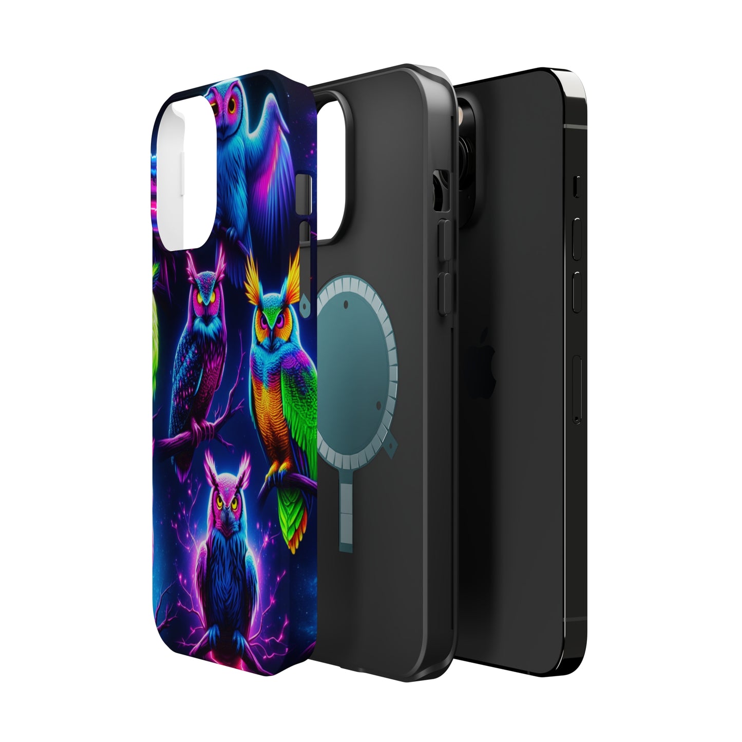 Neon Owlfection. Neon Owls Premium Art Magsafe Magnet Tough IPhone 13 14 15 Pro Plus Max and Mini in Matte and Glossy Phone cases