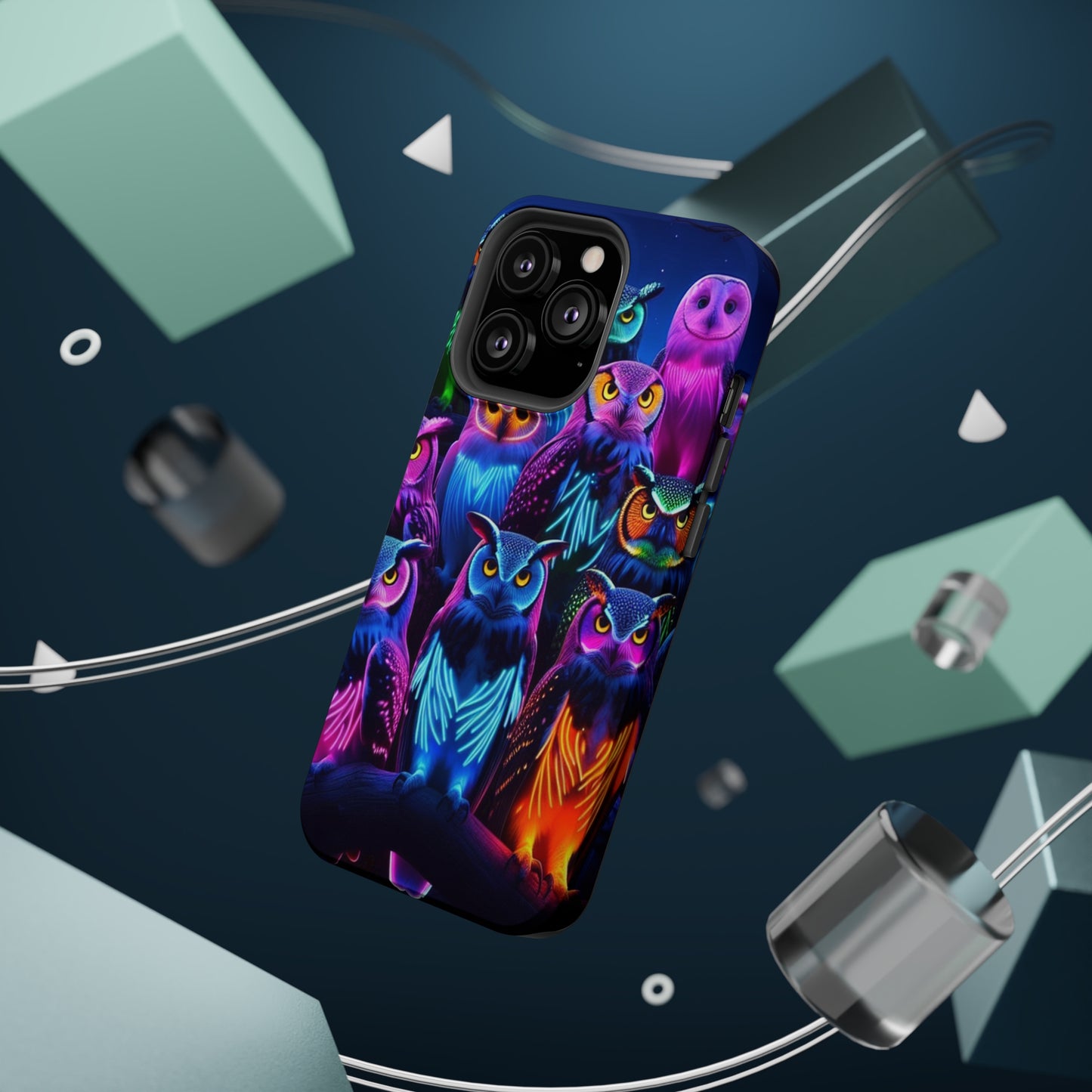 Neon Nocturne Owls. Neon Owls Premium Art Magsafe Magnet Tough IPhone 13 14 15 Pro Plus Max and Mini in Matte and Glossy Phone cases