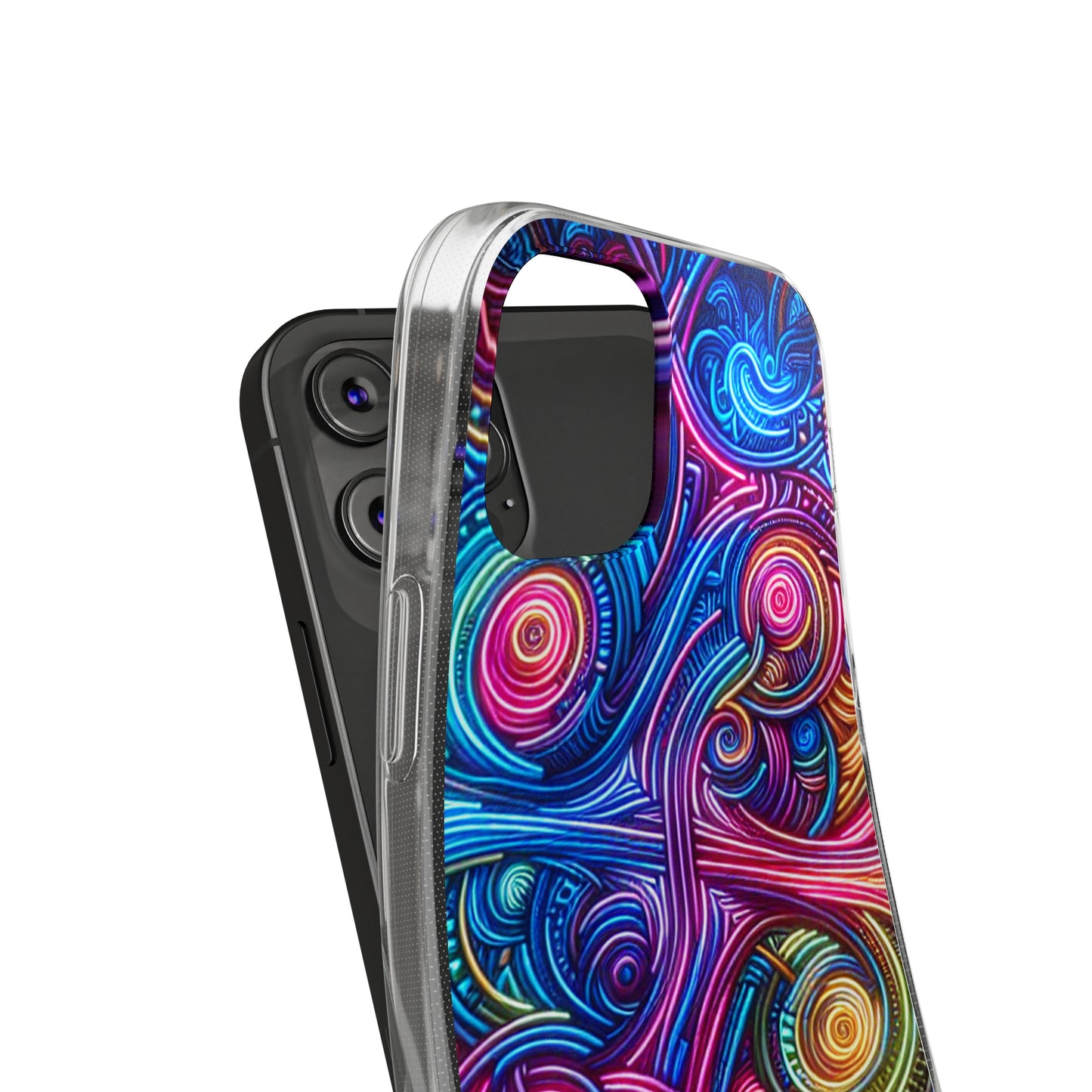 Vibrant Trippy Neon Infinity Ripples. Infinity Patterns Art Polycarbonate Phone Case Samsung Galaxy s21 s22 Google Pixel 6 Iphone 11 12 13 14 Pro Max Mini Plus