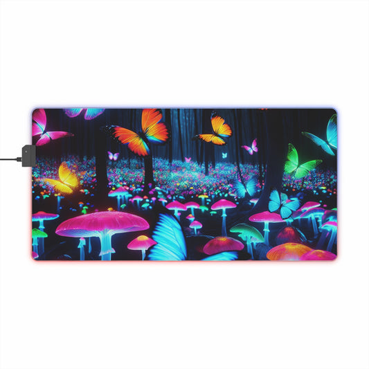 "Euphoric Fauna" NEON Butterflies and Mushrooms LED Mousepad