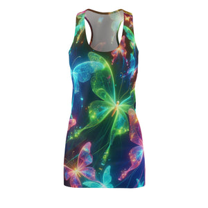 "Neon Symphony" Neon Butterflies Racerback Dress