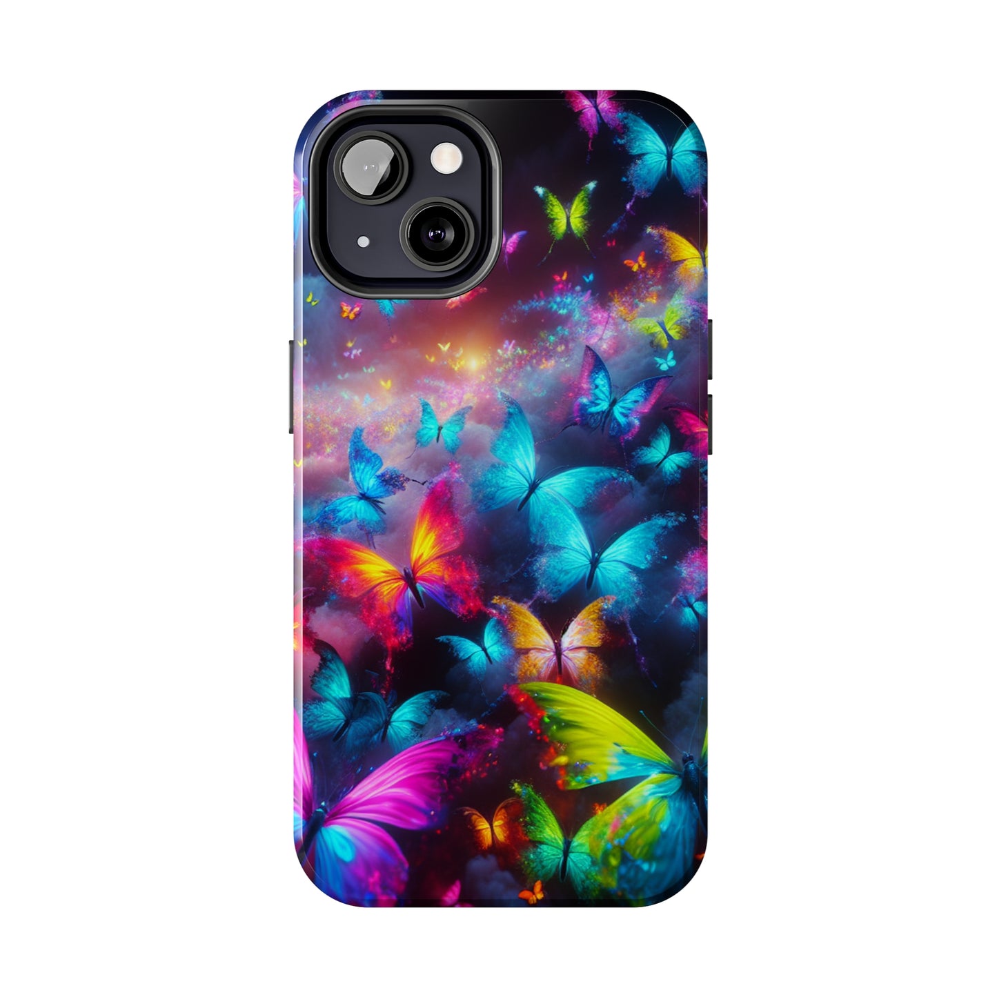 "Neon Flutterings" NEON Butterflies Tough Phone Case Iphone 7 8 9 10 11 12 13 14 SE X XR XS Pro Max Mini Plus