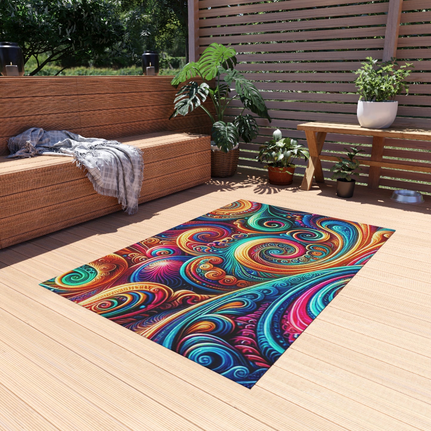 Vibrancy of the Cosmos. Infinity Patterns Outdoor Rug
