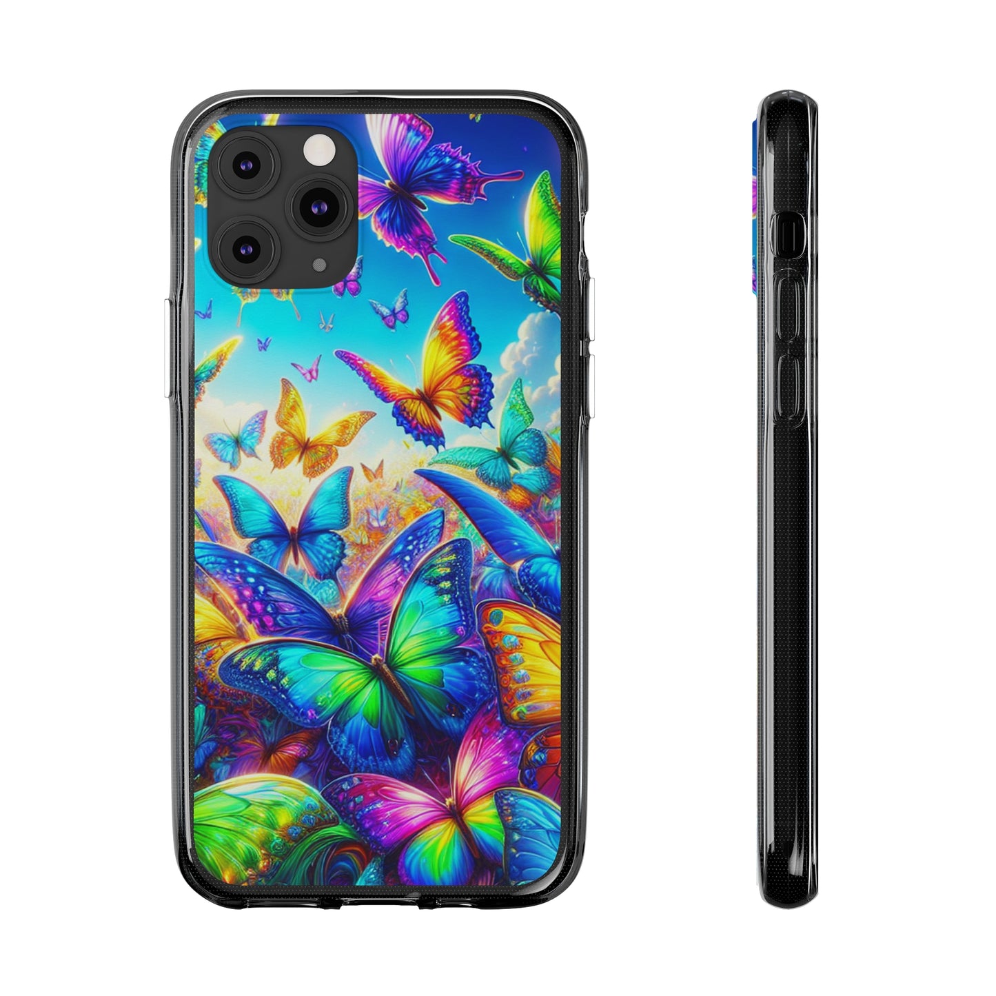 "Neon Brilliance" NEON Butterflies Art Polycarbonate Phone Case Samsung Galaxy s21 s22 Google Pixel 6 Iphone 11 12 13 14 Pro Max Mini Plus