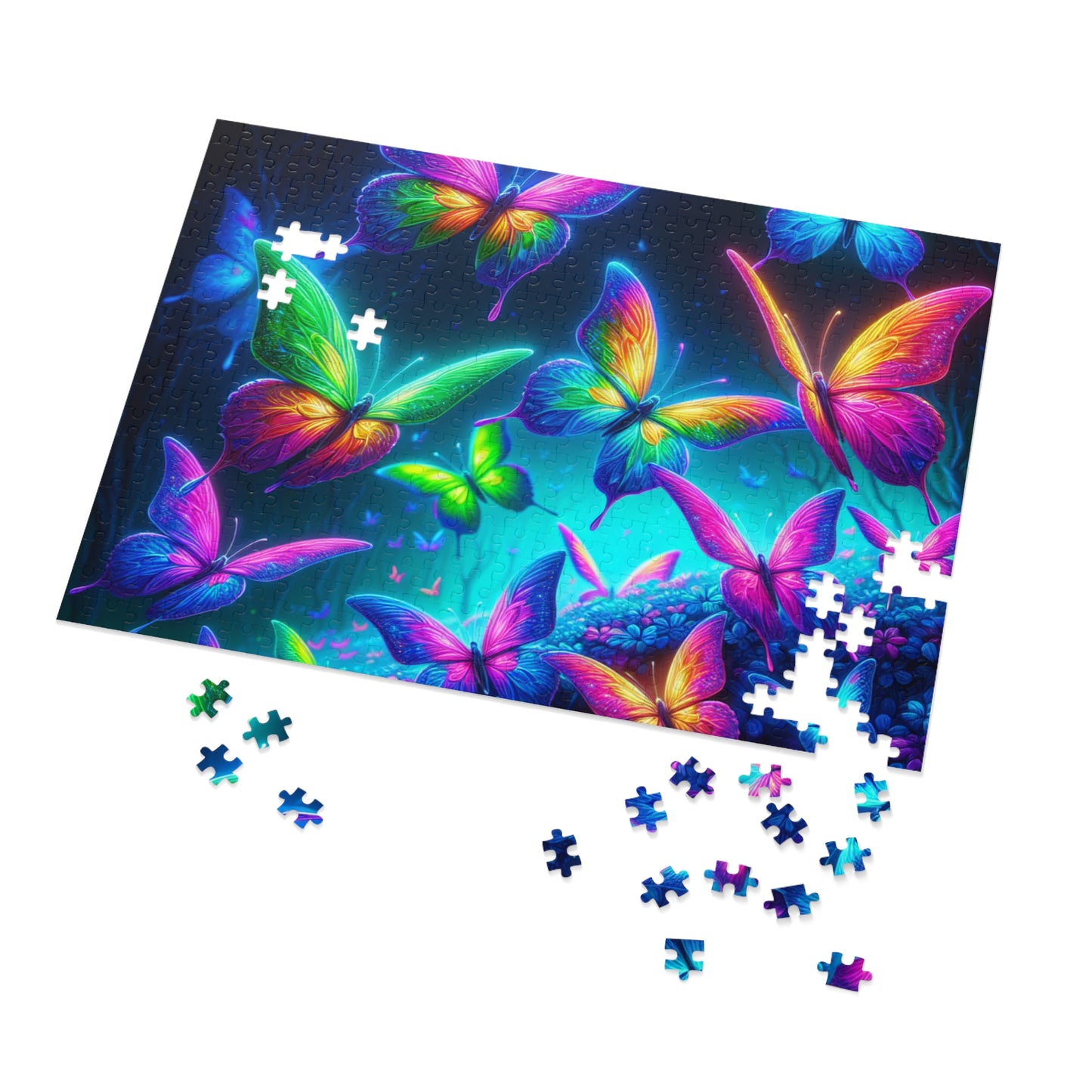 Neon Flutter. - Neon Butterflies Puzzle30, 110, 252, and 1000 Pieces