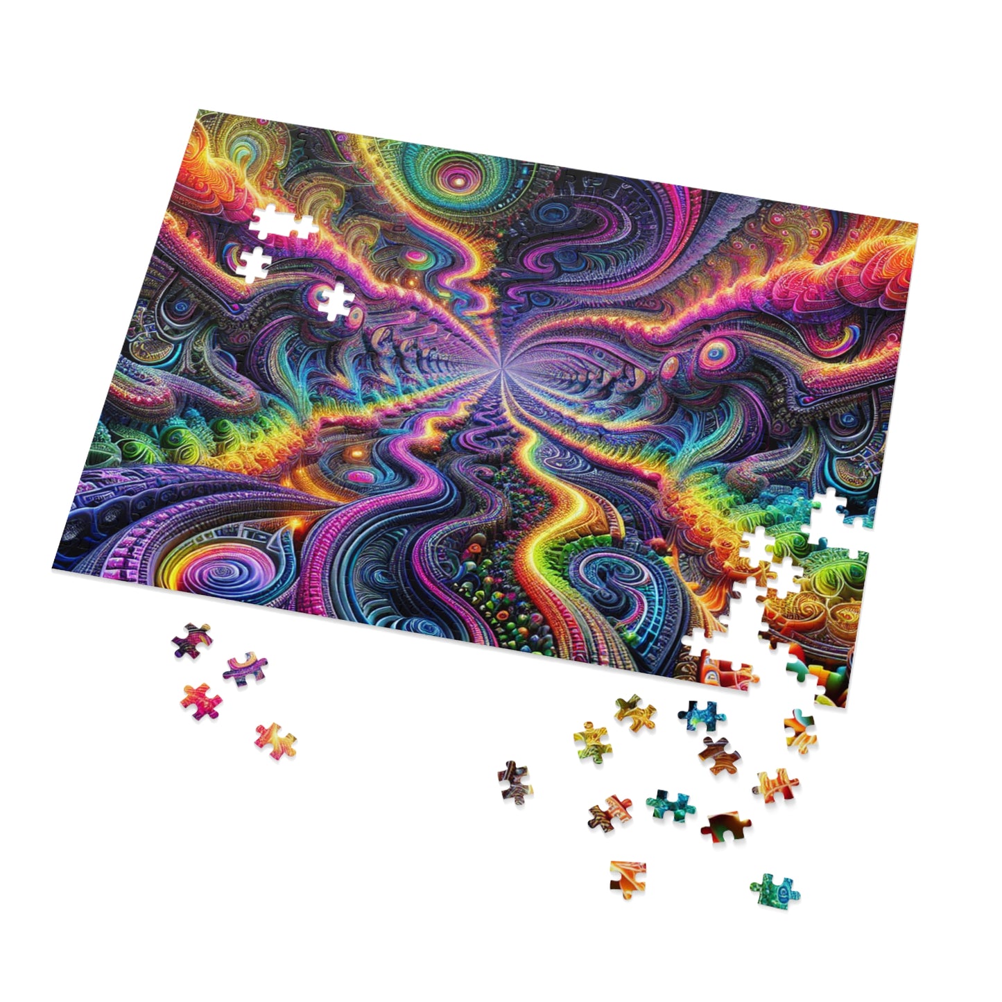 VibNeoInfinity. - Neon Trippy Infinity Patterns Puzzle 30, 110, 252, and 1000 Pieces