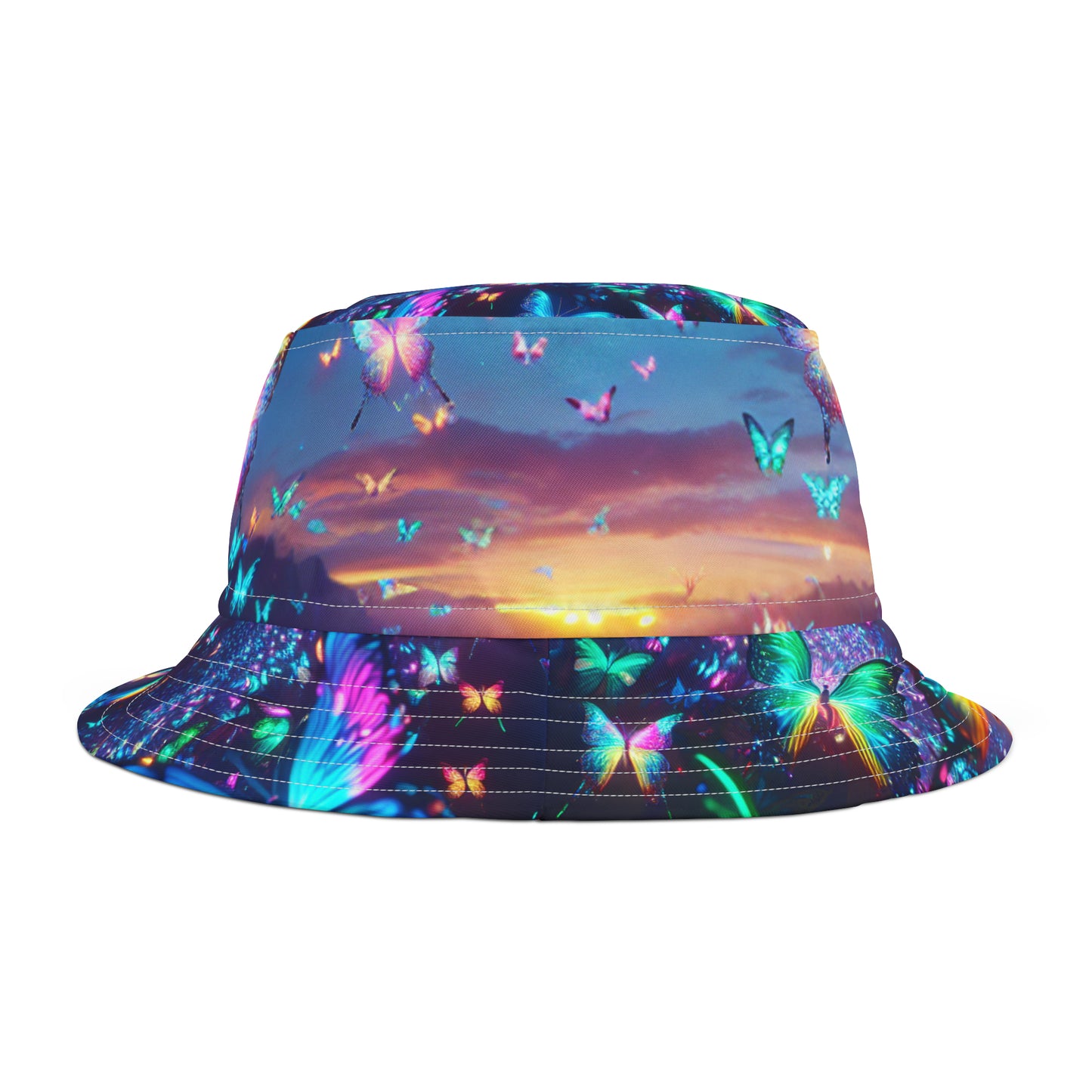 "Nebulous Neon Flutterflies" Neon Butterflies Bucket Hat