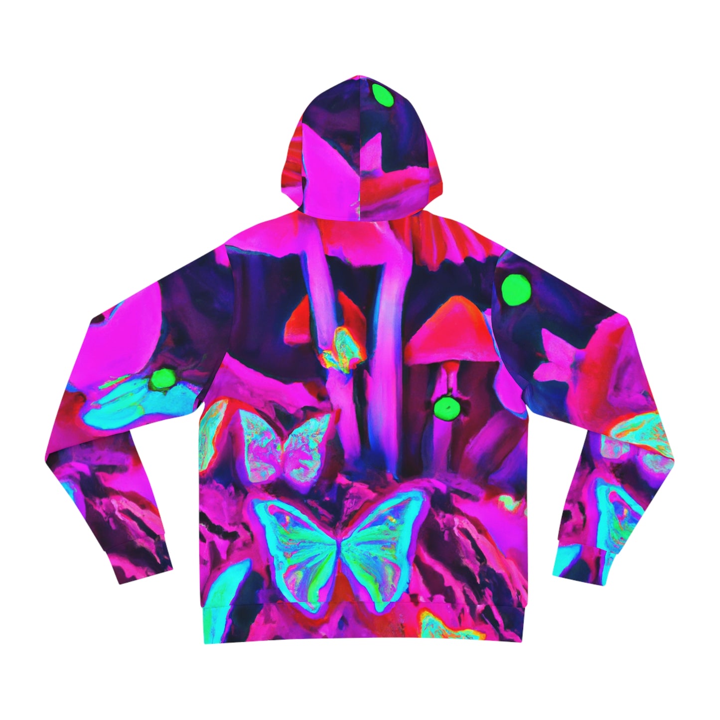 Neon Pandora's Moth Ball. - Butterflies & Mushrooms AOP Hoodie