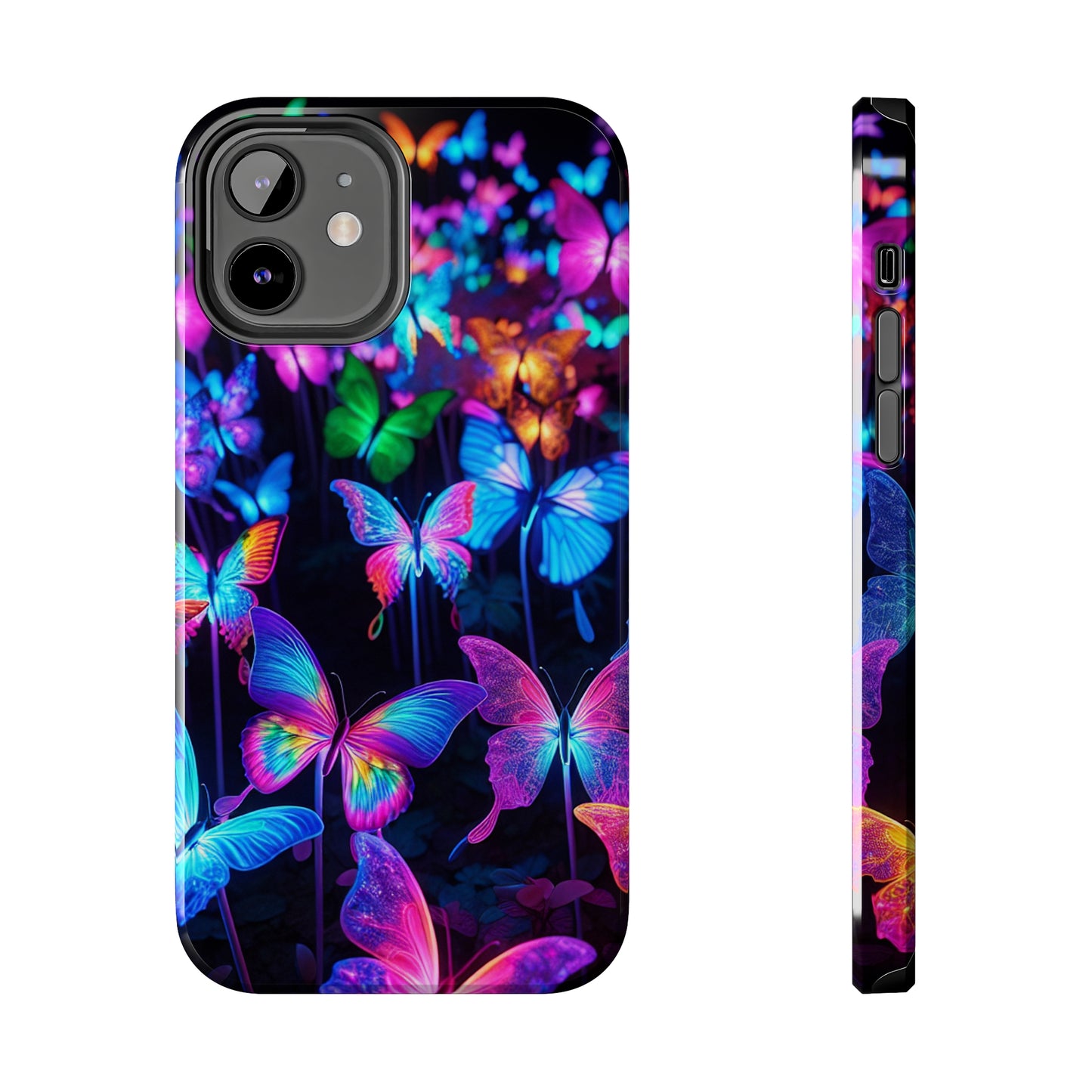 "Neon Flutterby Lights" NEON Butterflies Tough Phone Case