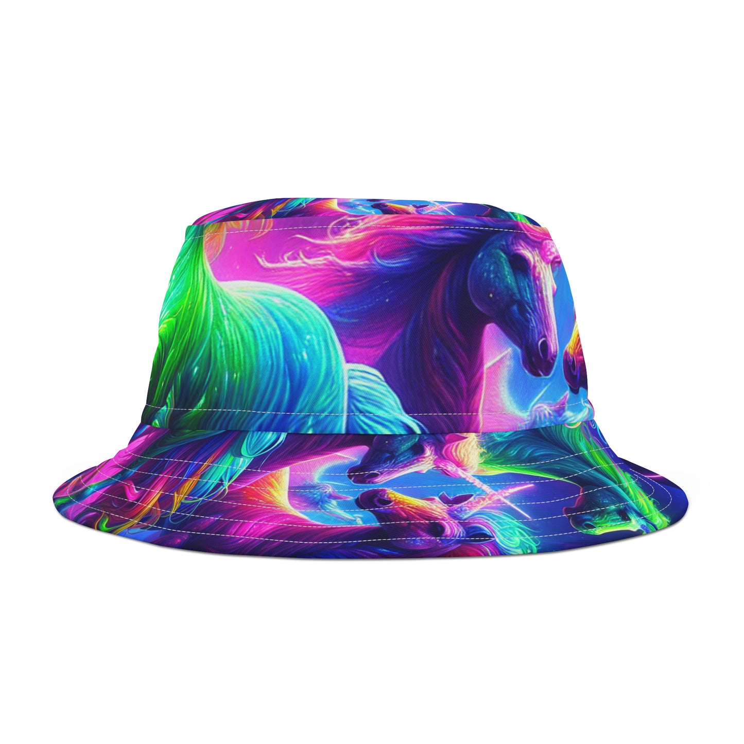 Neon-Mane Magic Neon Unicorns Bucket Hat