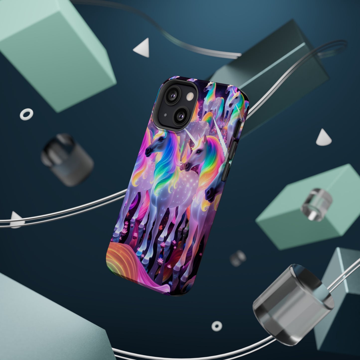 Neon Wonderland Unicorns Neon Unicorns Premium Art Magsafe Magnet Tough IPhone 13 14 15 Pro Plus Max and Mini in Matte and Glossy Phone cases