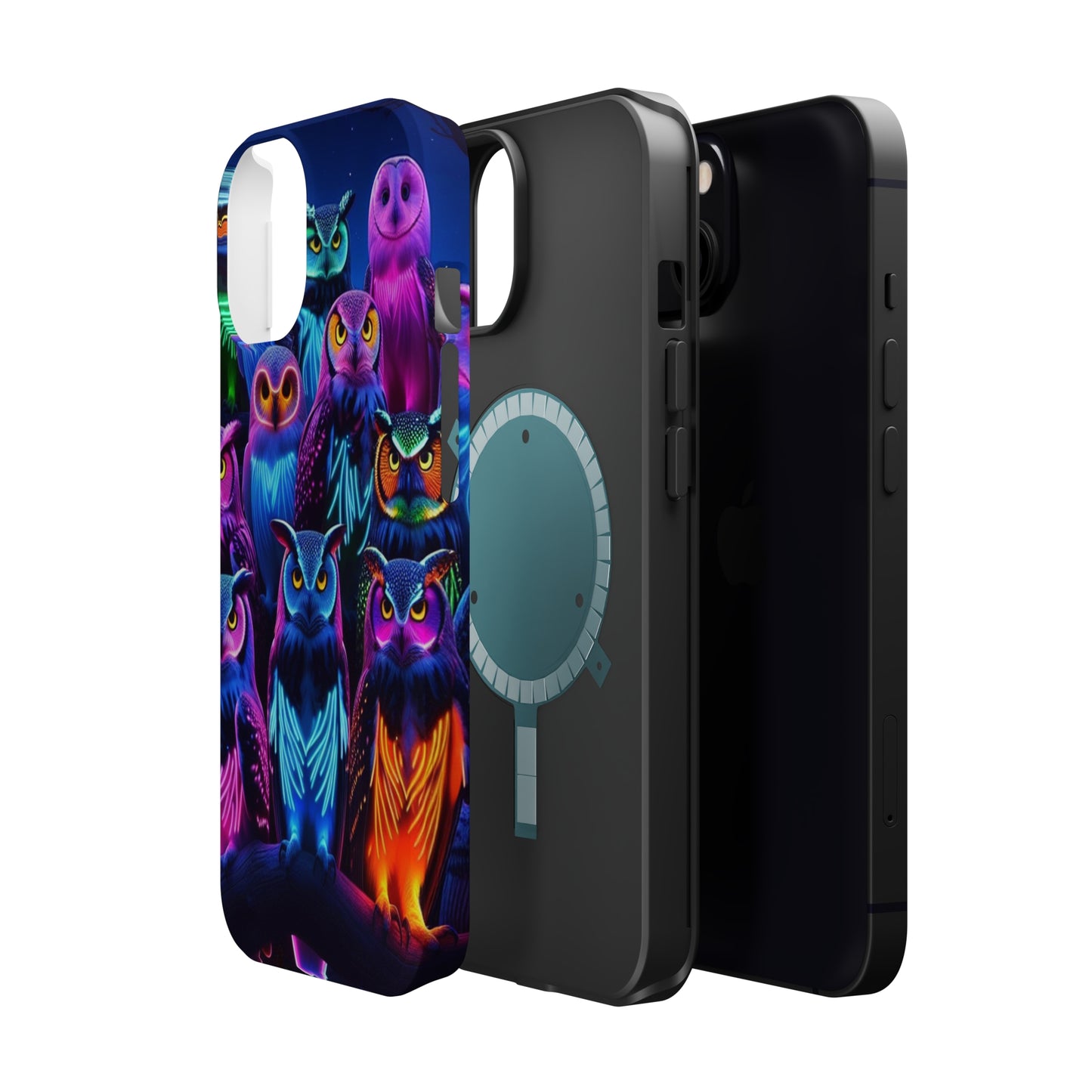 Neon Nocturne Owls. Neon Owls Premium Art Magsafe Magnet Tough IPhone 13 14 15 Pro Plus Max and Mini in Matte and Glossy Phone cases