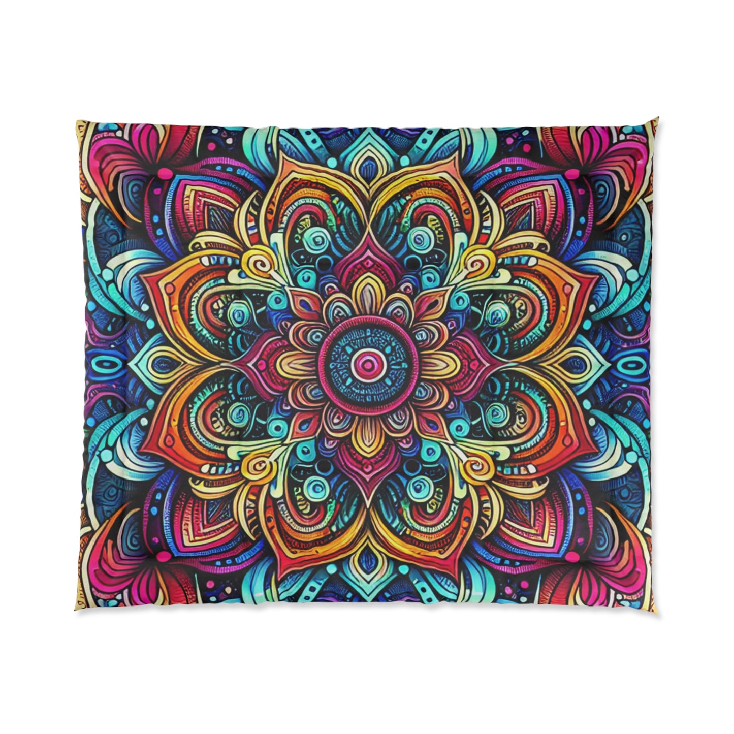 Neon Insanity Maze. Trippy Infinity Patterns Comforter Blanket