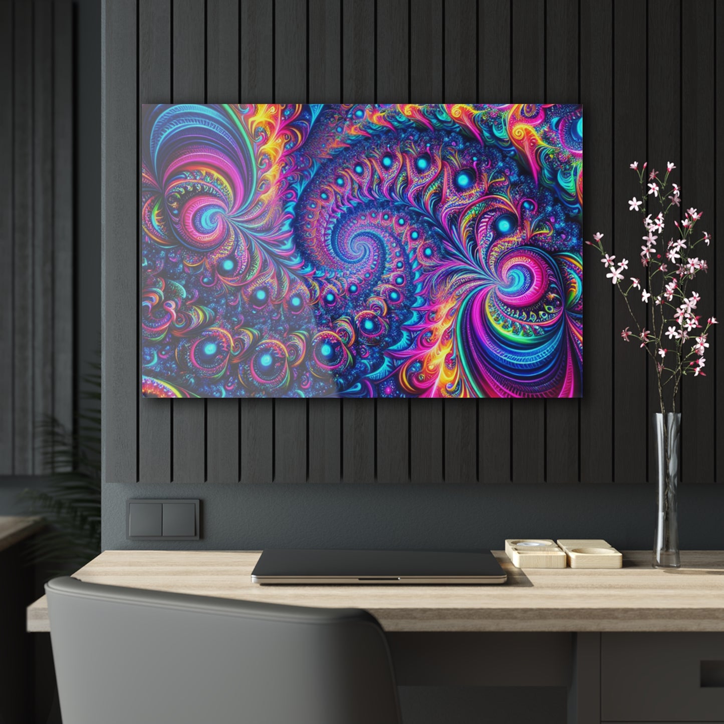 "Psychedelic Spacetime Dance" Trippy infity Pattern 1/4" Glossy Acrylic Art
