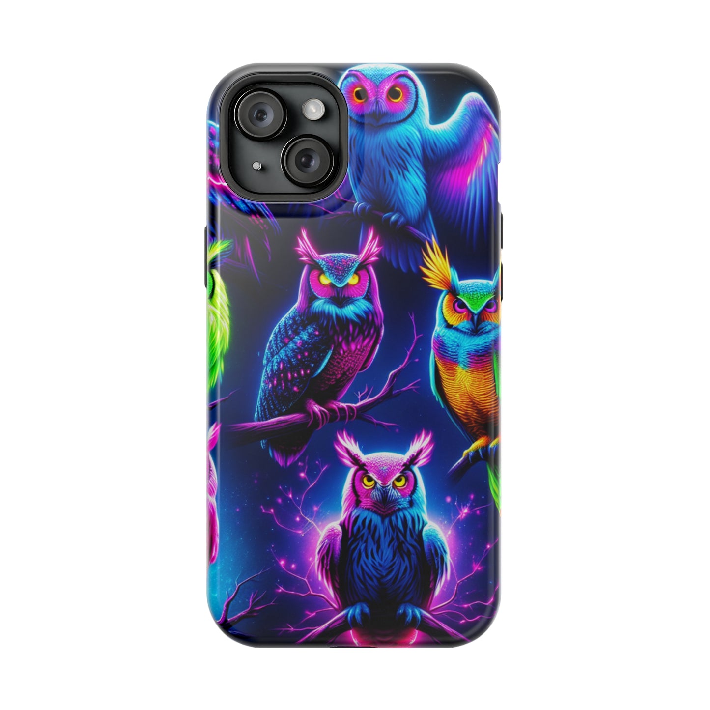 Neon Owlfection. Neon Owls Premium Art Magsafe Magnet Tough IPhone 13 14 15 Pro Plus Max and Mini in Matte and Glossy Phone cases