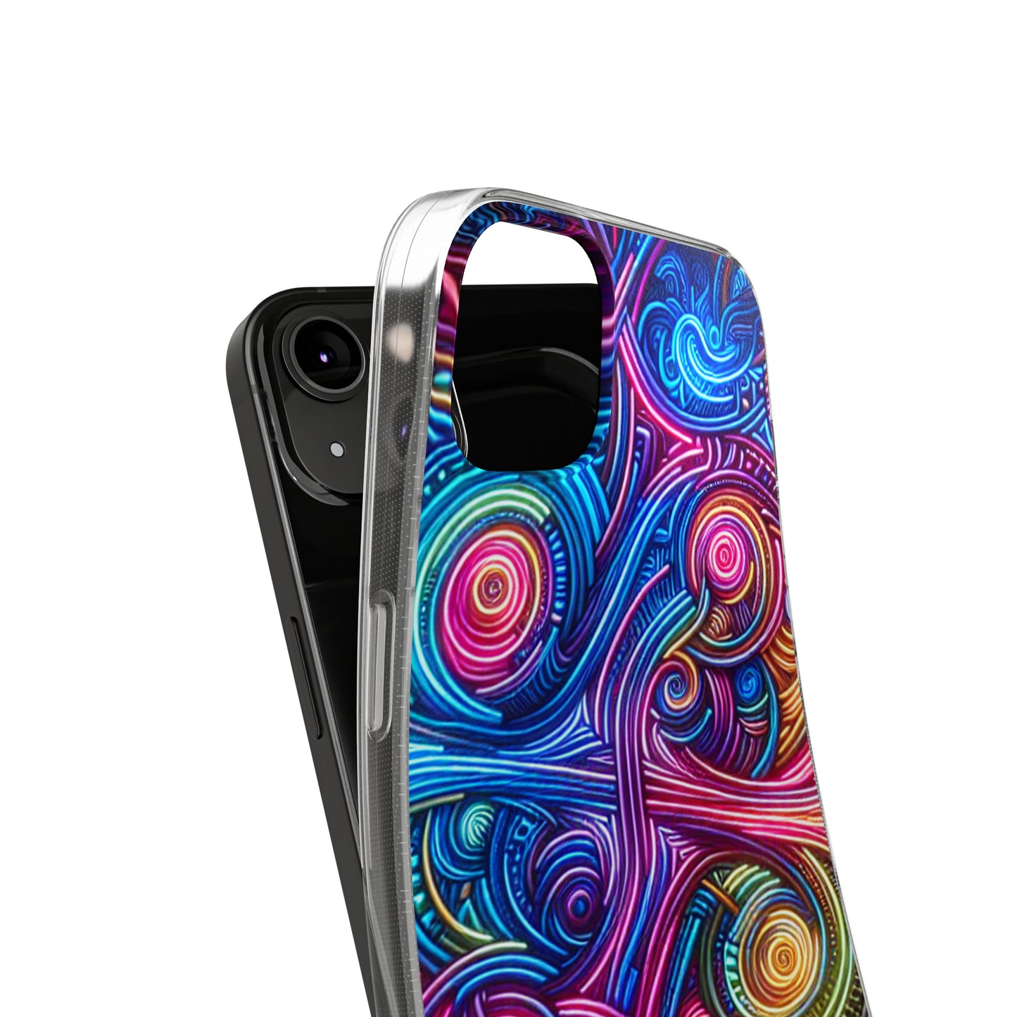 Vibrant Trippy Neon Infinity Ripples. Infinity Patterns Art Polycarbonate Phone Case Samsung Galaxy s21 s22 Google Pixel 6 Iphone 11 12 13 14 Pro Max Mini Plus