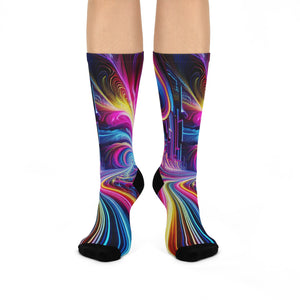 Neon Infinity Ouroboros. Trippy Cushioned Crew Socks