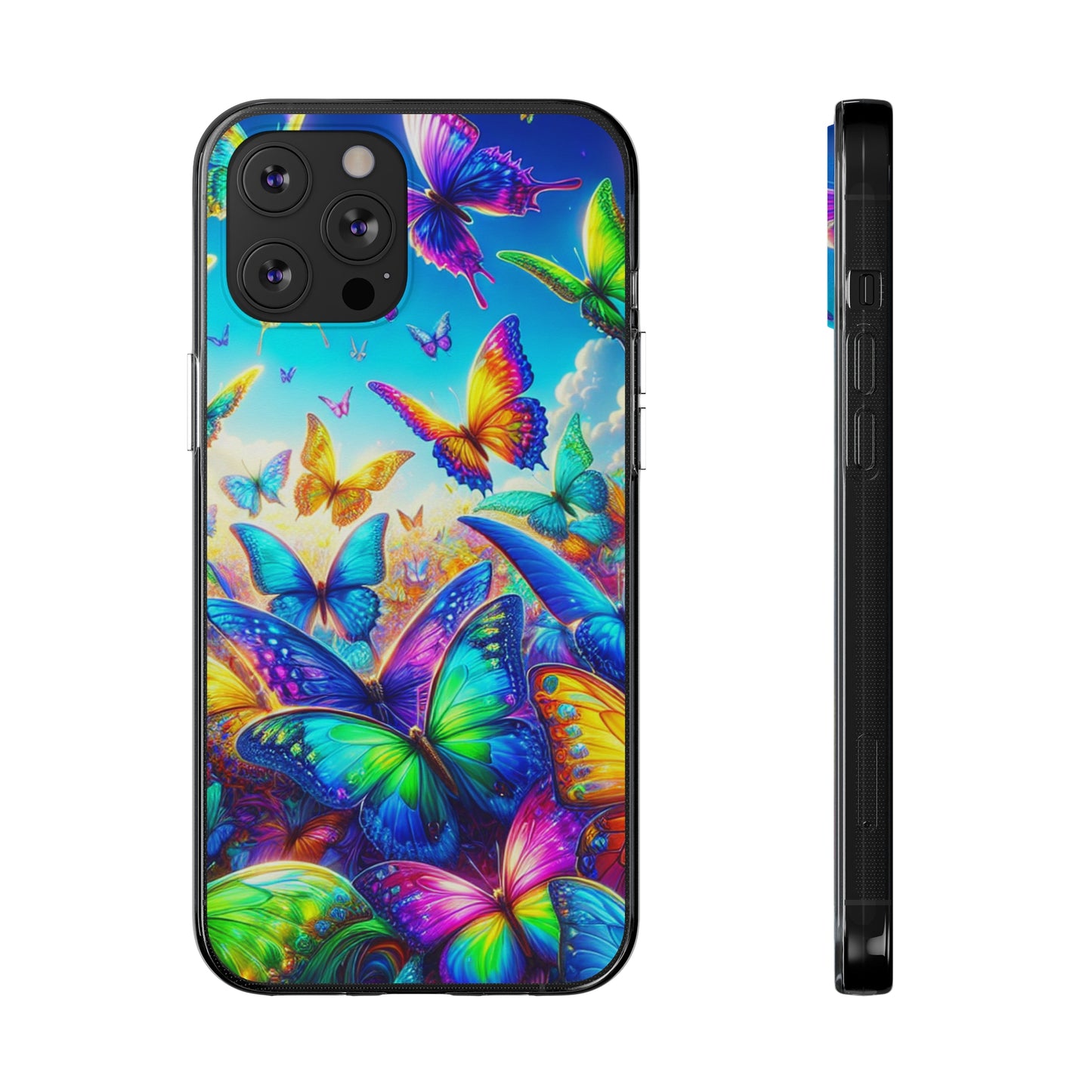 "Neon Brilliance" NEON Butterflies Art Polycarbonate Phone Case Samsung Galaxy s21 s22 Google Pixel 6 Iphone 11 12 13 14 Pro Max Mini Plus