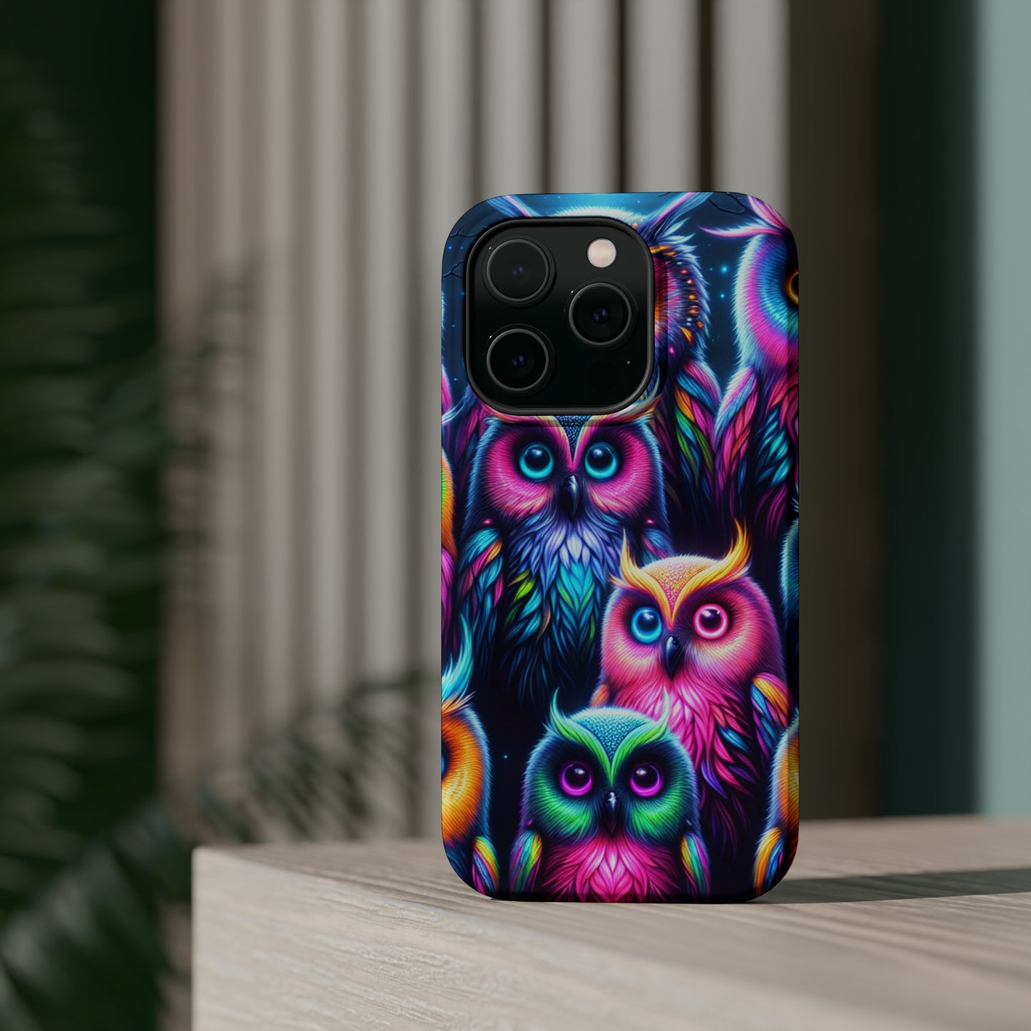 Neon Night Owls Neon Owls Premium Art Magsafe Magnet Tough IPhone 13 14 15 Pro Plus Max and Mini in Matte and Glossy Phone cases