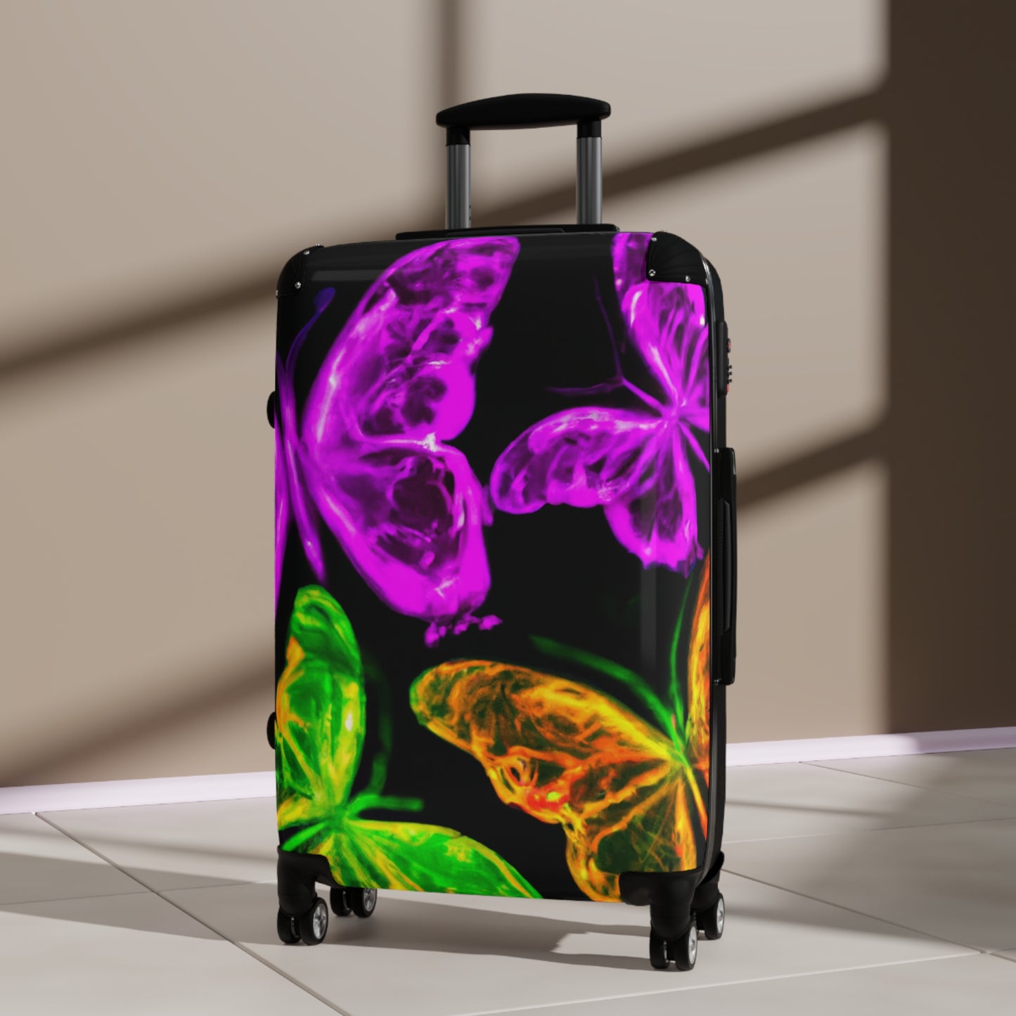 "Electric Flutter" - Neon Butterflies Suitcase