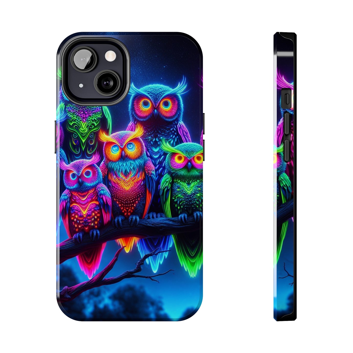 'Neon Rainbow Owls' NEON Owls Tough Phone Case